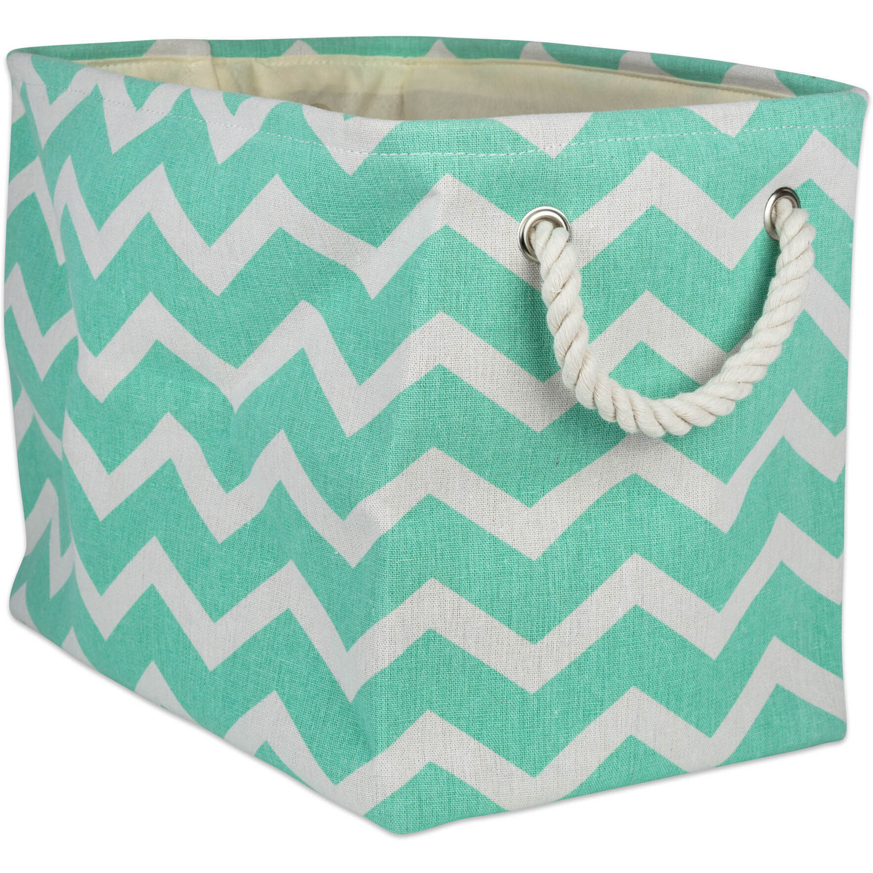 DII Polyester Bin Chevron Aqua Rectangle Large