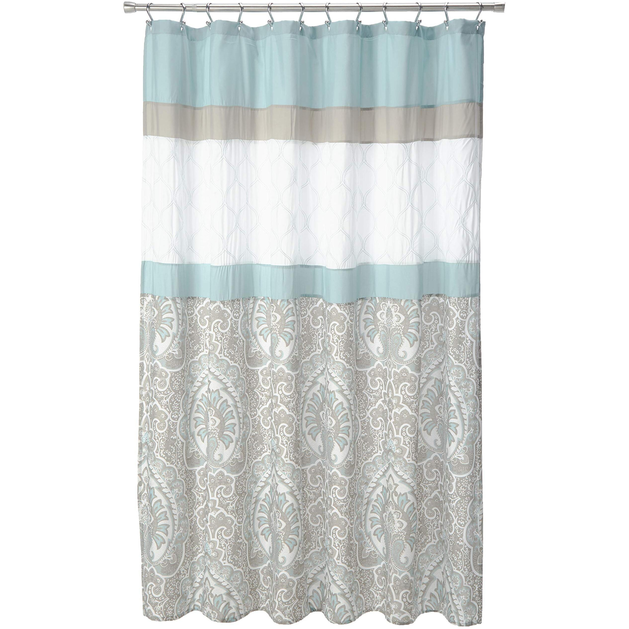 Shawnee Printed and Embroidered Shower curtain(D0102H55L9J)