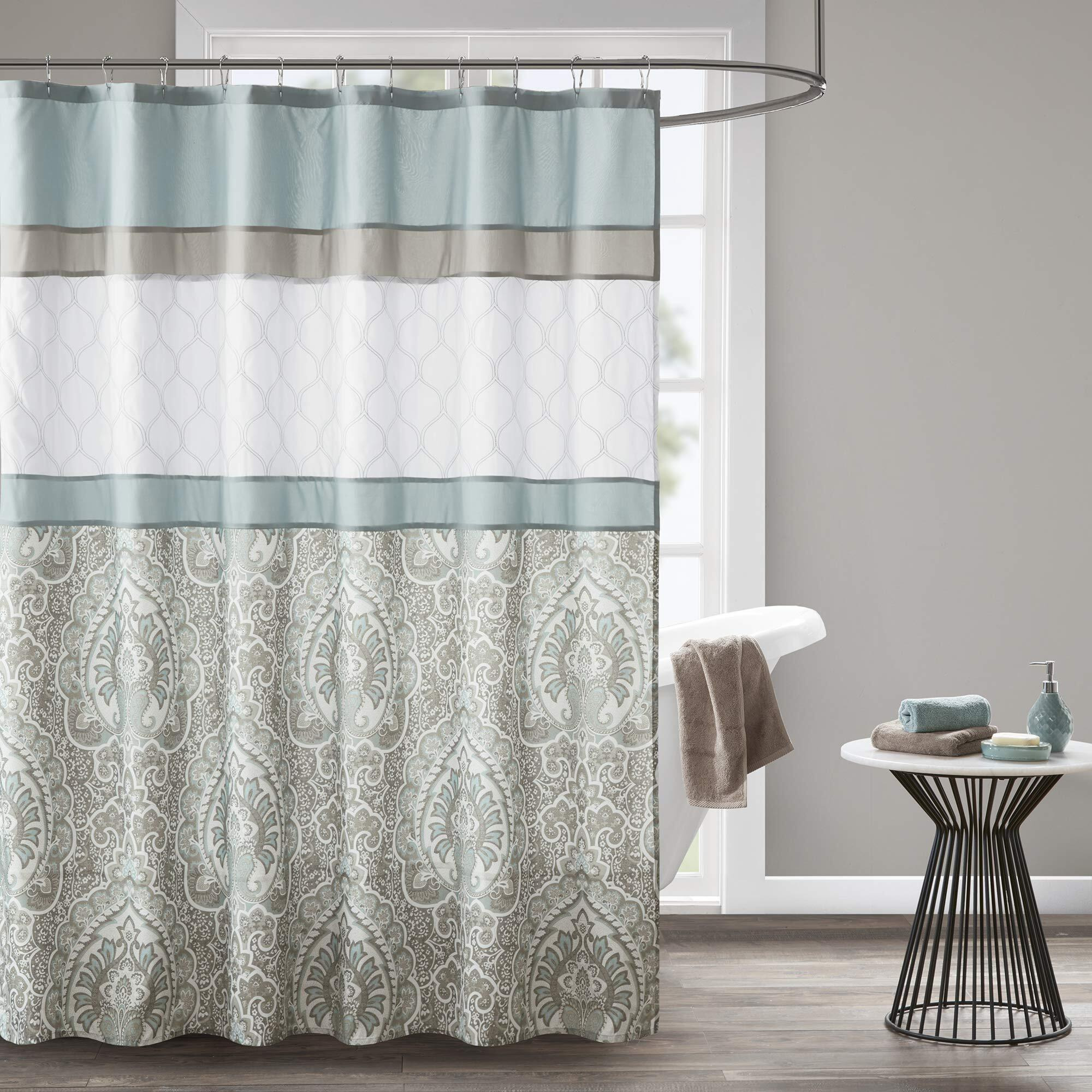 Shawnee Printed and Embroidered Shower curtain(D0102H55L9J)