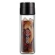 SOMA Double Wall Glass Tea and Coffee Cold Brew Bottle, Black, 12oz (SM18501K)