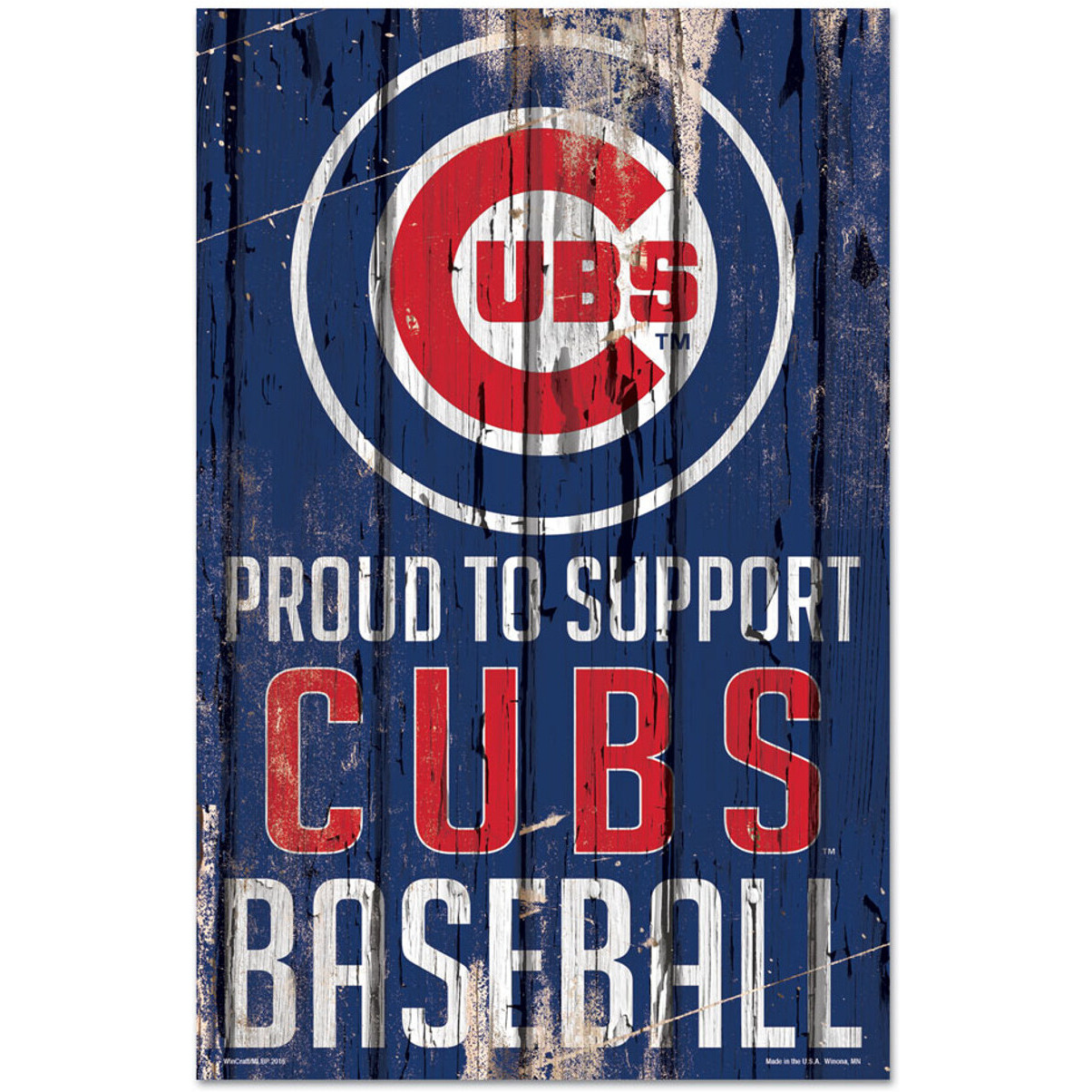 Chicago Cubs Sign 11x17 Wood Proud to Support Design