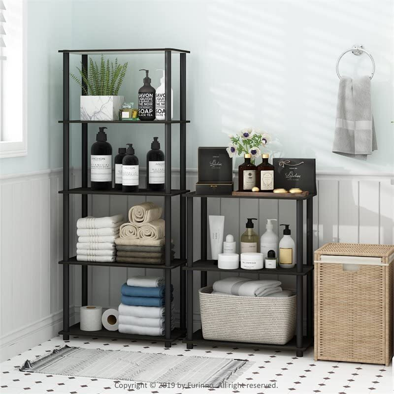 Furinno Turn-N-Tube 3-Tier Compact Multipurpose Shelf Display Rack, Espresso/Black