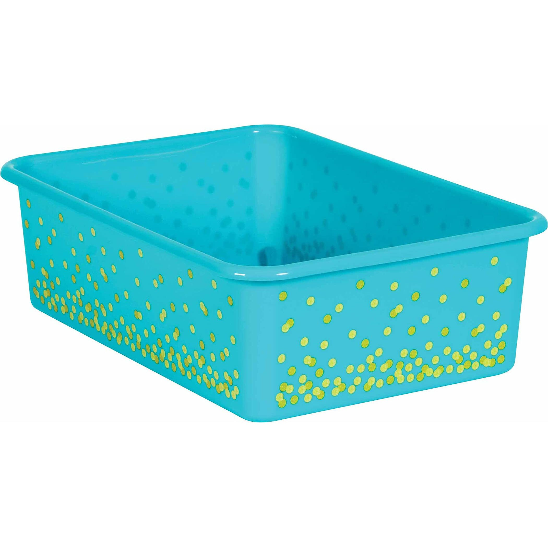 TEAL CONFETTI LARGE PLASTIC BIN
