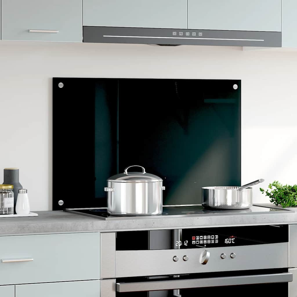 vidaXL Kitchen Backsplash Black 31.5&quotx19.7" Tempered Glass