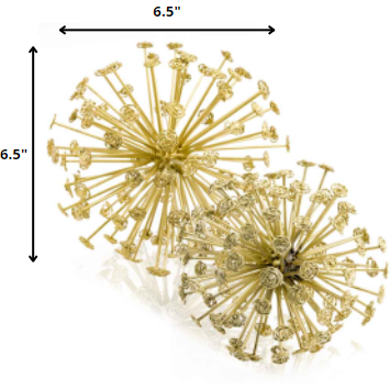 6.5" X 6.5" X 6.5" Gold Starburst Spheres Set Of 2