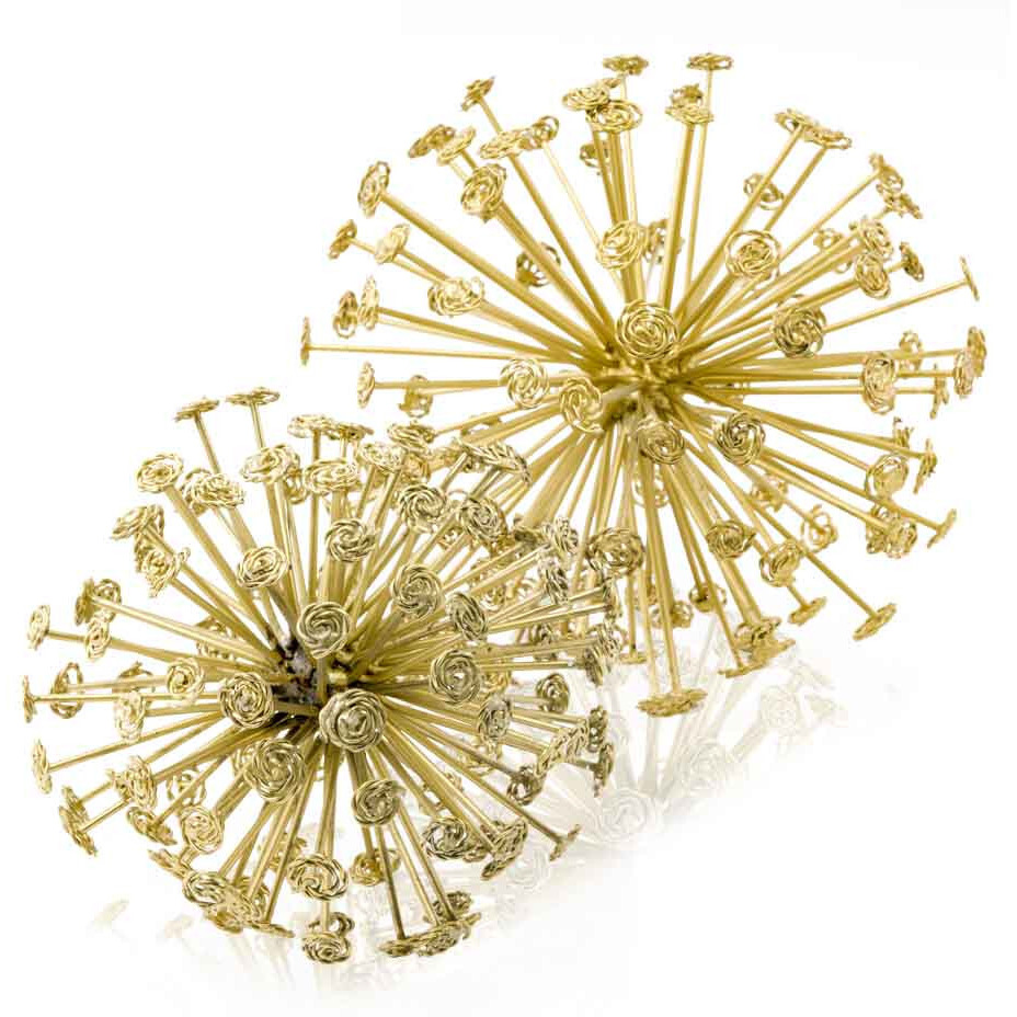 6.5" X 6.5" X 6.5" Gold Starburst Spheres Set Of 2