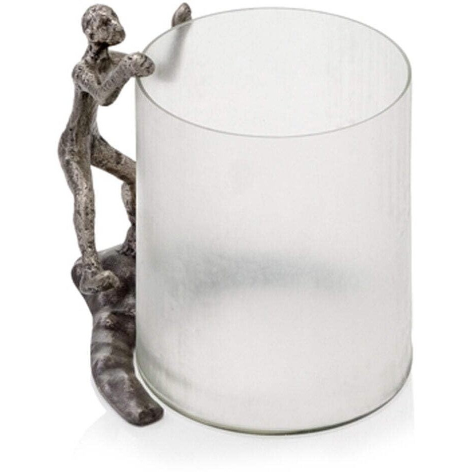 9" X 10.5" X 10" Antique Silver Climber Chiseled Glass