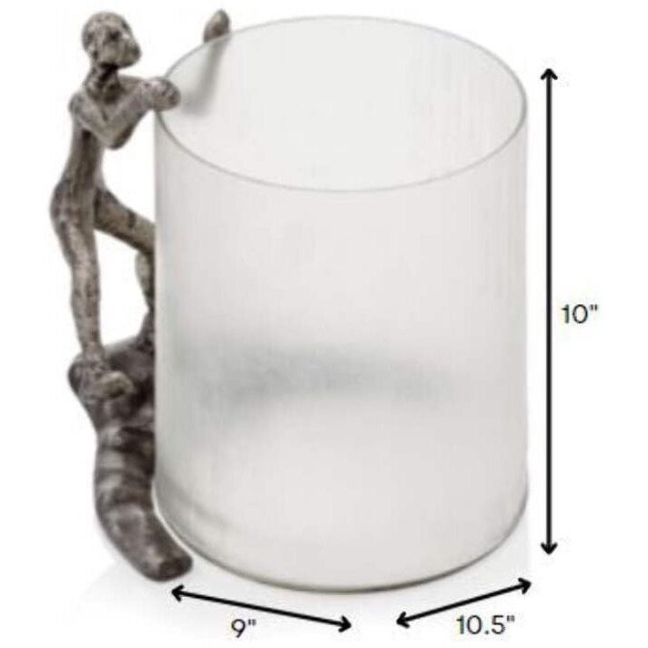 9" X 10.5" X 10" Antique Silver Climber Chiseled Glass