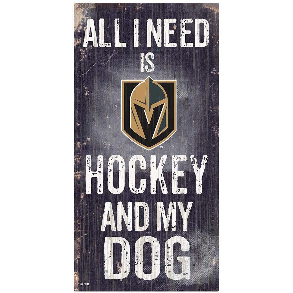 Vegas Golden Knights Sign Wood 6x12 Hockey and Dog Design