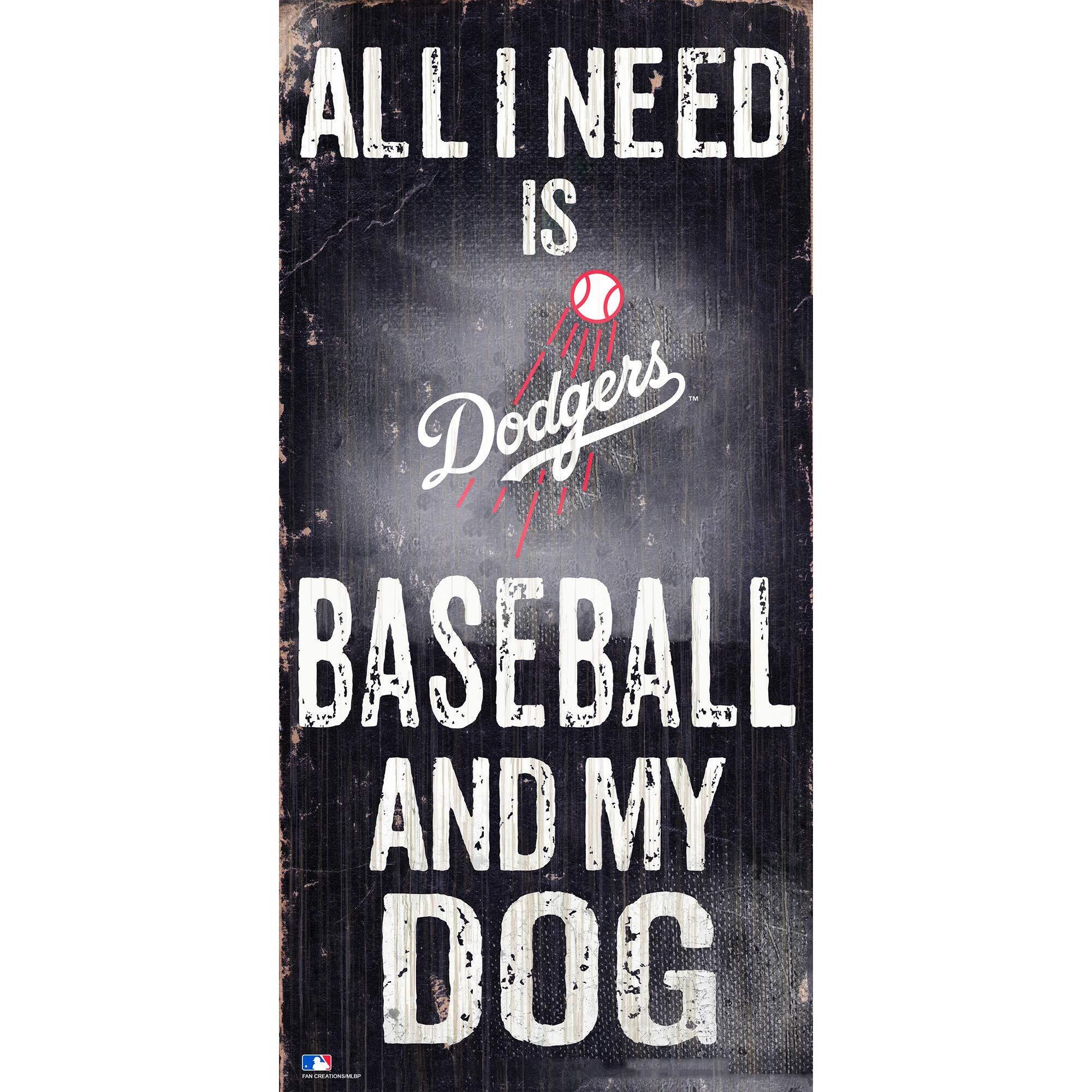 Los Angeles Dodgers Sign Wood 6x12 Baseball and Dog Design