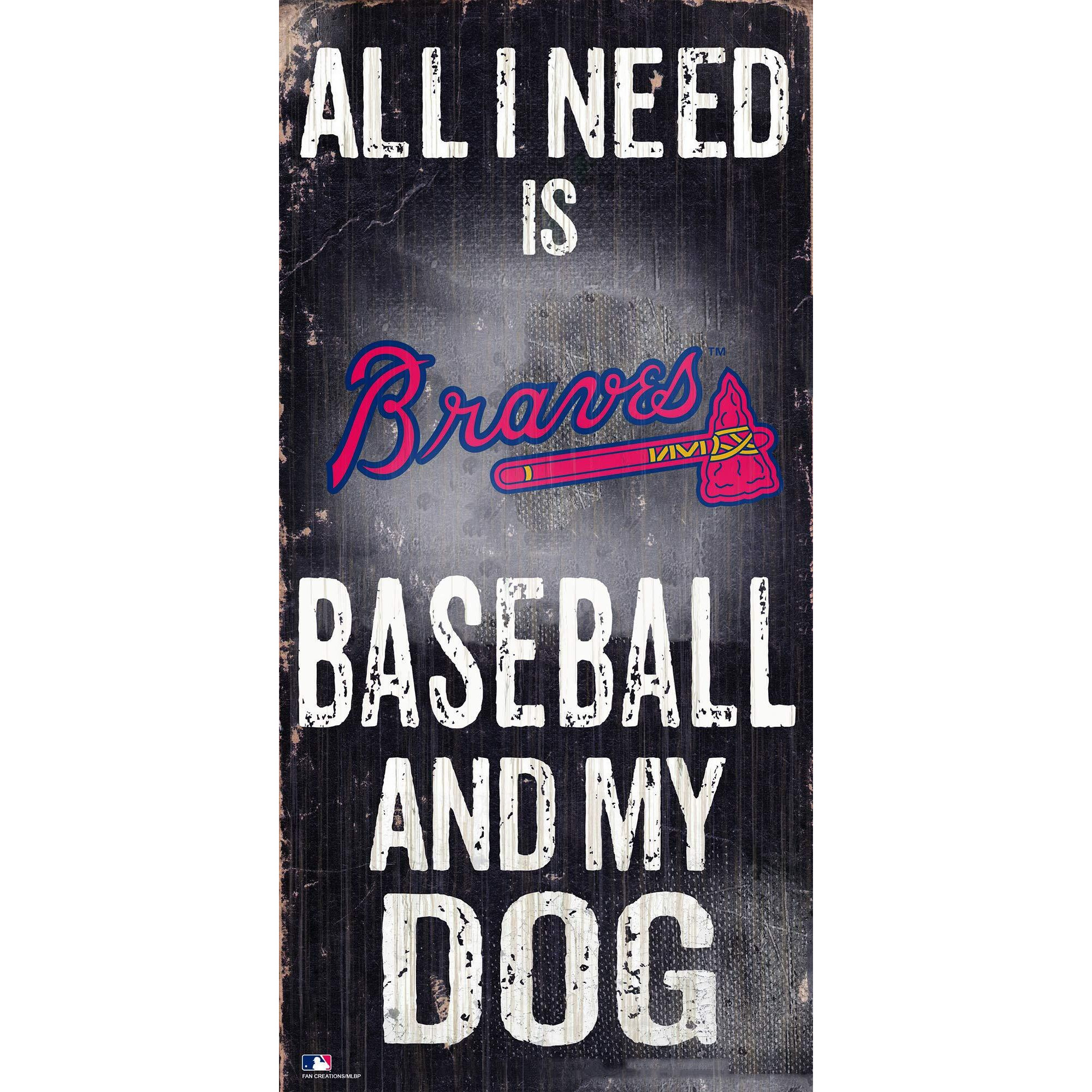 Atlanta Braves Sign Wood 6x12 Baseball and Dog Design