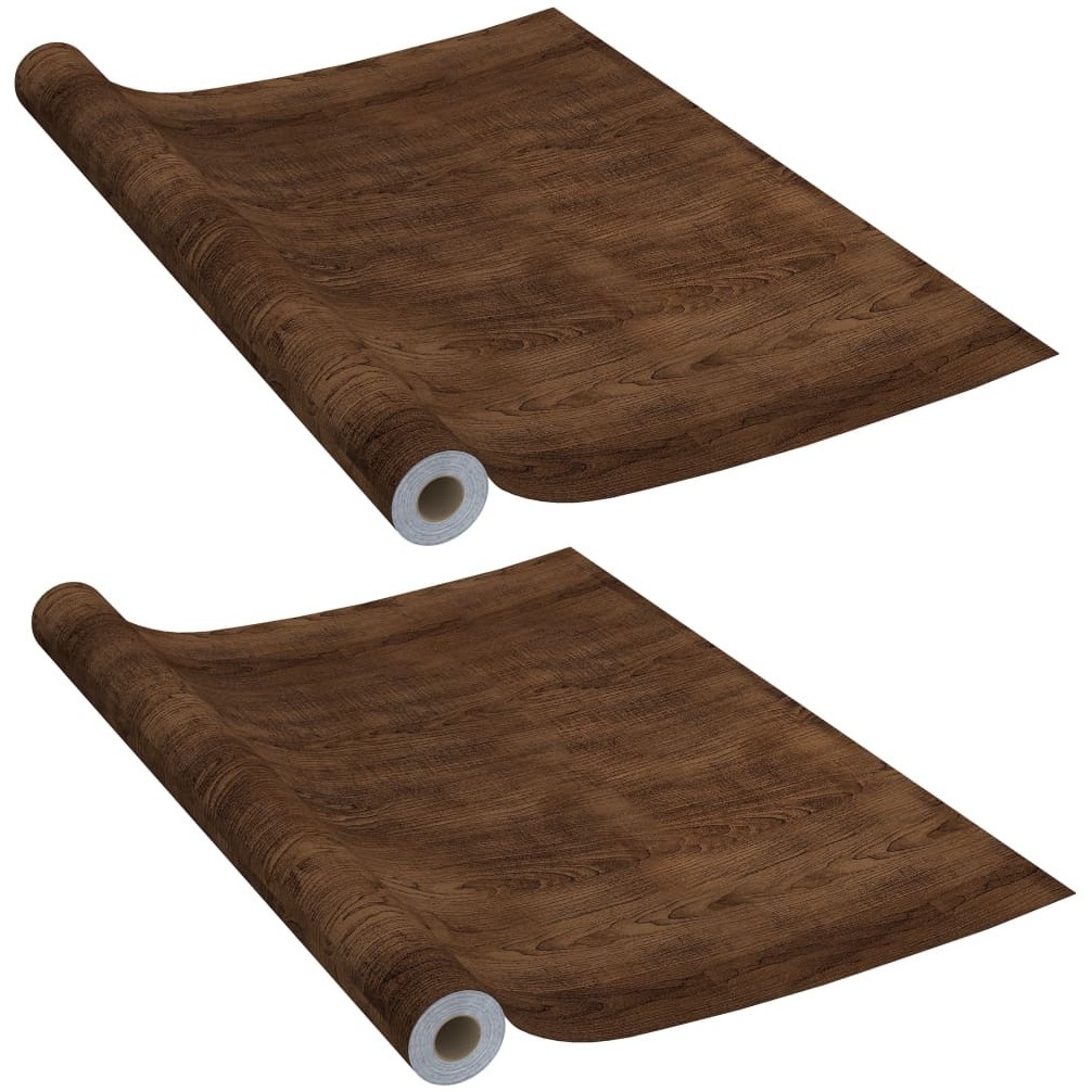 vidaXL Self-adhesive Door Films 2 pcs Dark Oak 82.7&quotx35.4" PVC