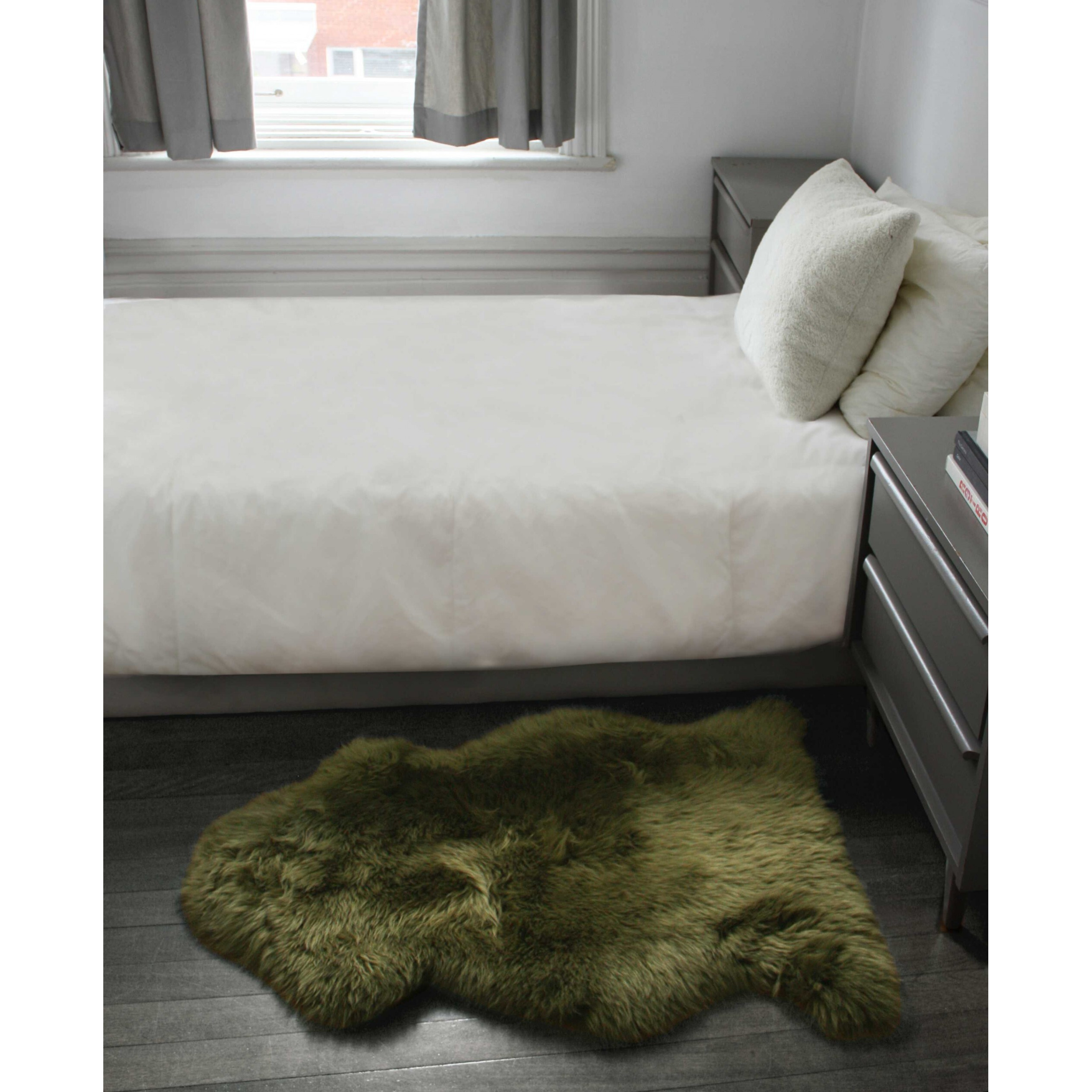 2' X 3' Khaki Green  New Zealand Natural Sheepskin Rug