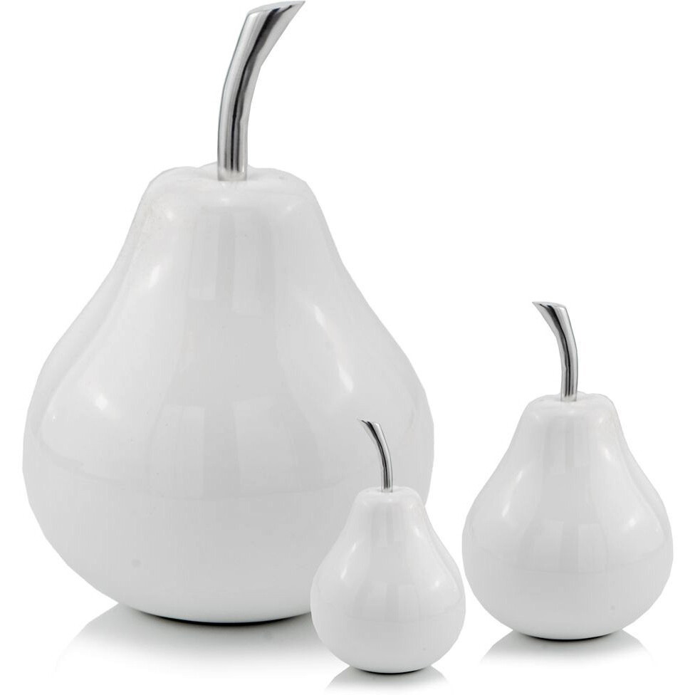White Medium  Pear Shaped Aluminum Accent Home Decor
