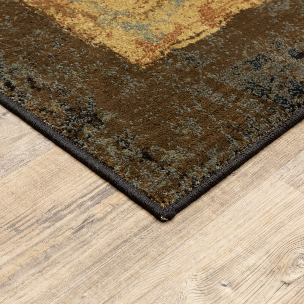 2 X 3 Brown And Black Abstract Geometric Scatter Rug