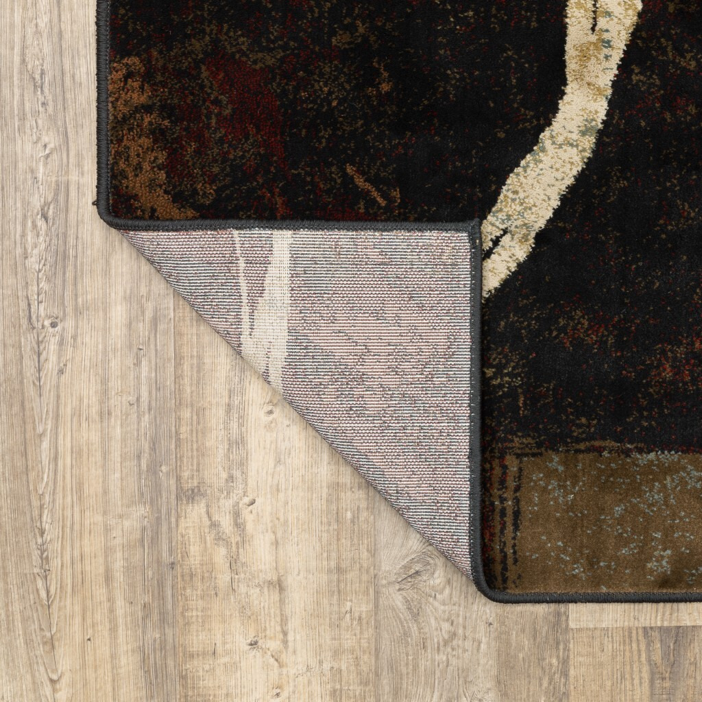 2 X 3 Brown And Black Abstract Geometric Scatter Rug