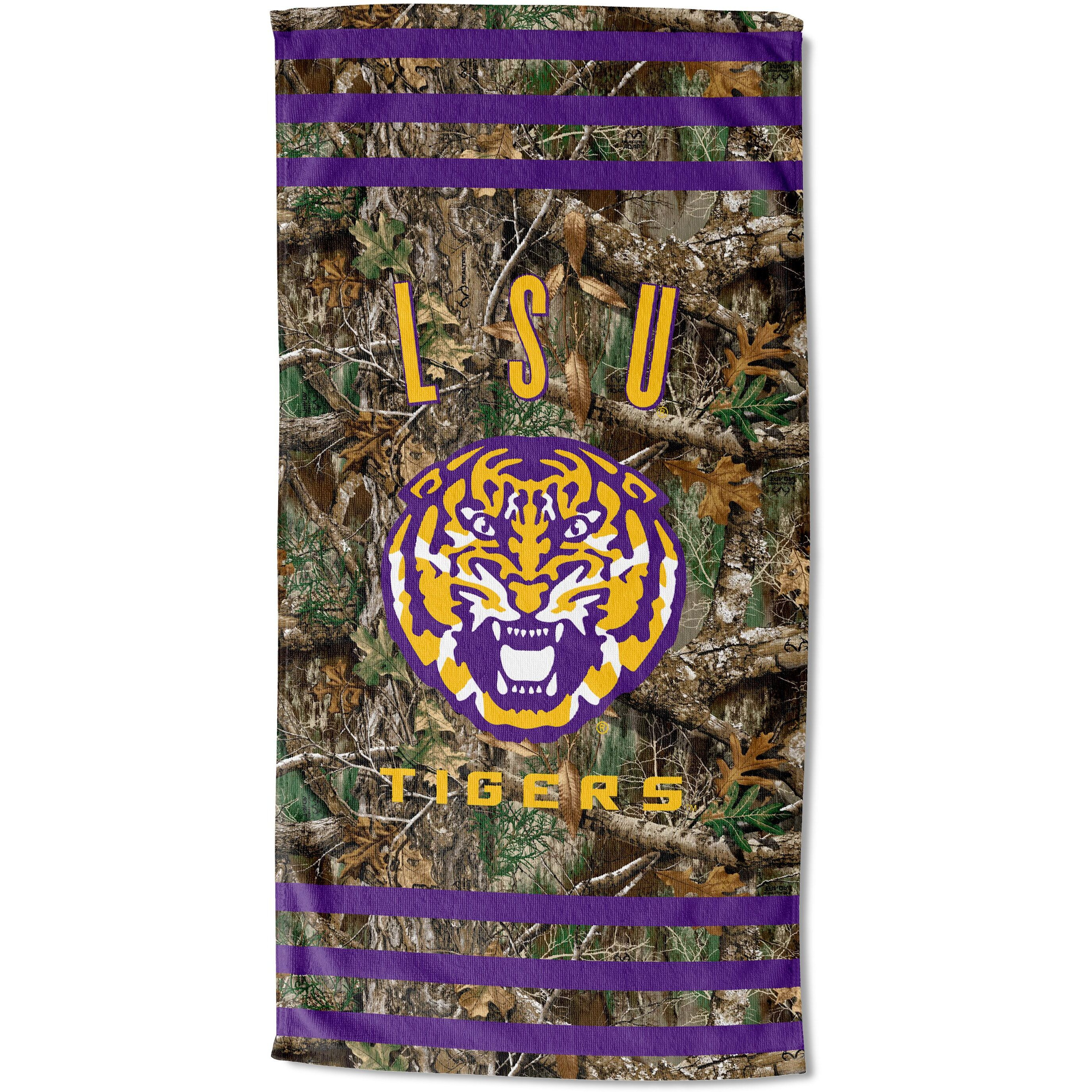 LSU OFFIcIAL NcAA Realtree Stripes Beach Towel 30 x 60(D0102H94V9W)