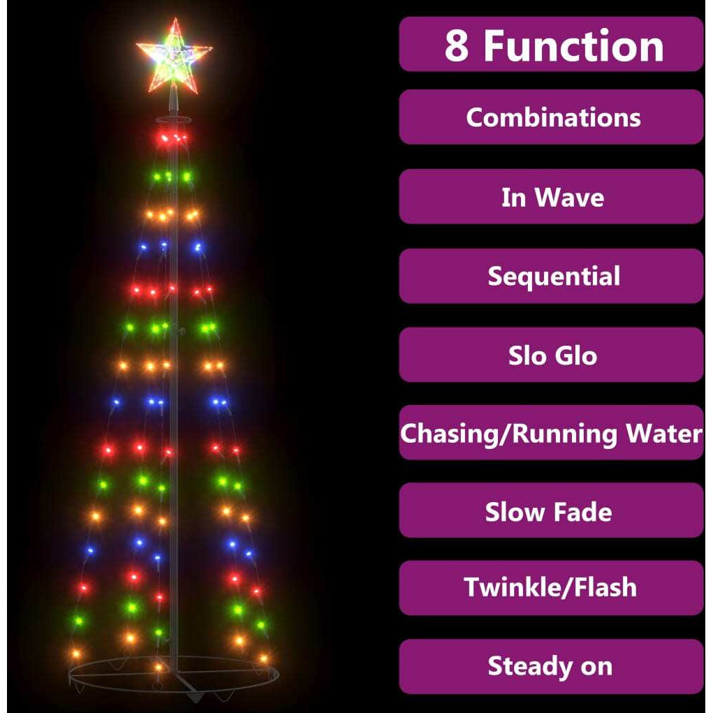vidaXL Christmas Cone Tree Colorful 84 LEDs Decoration 2x5 ft