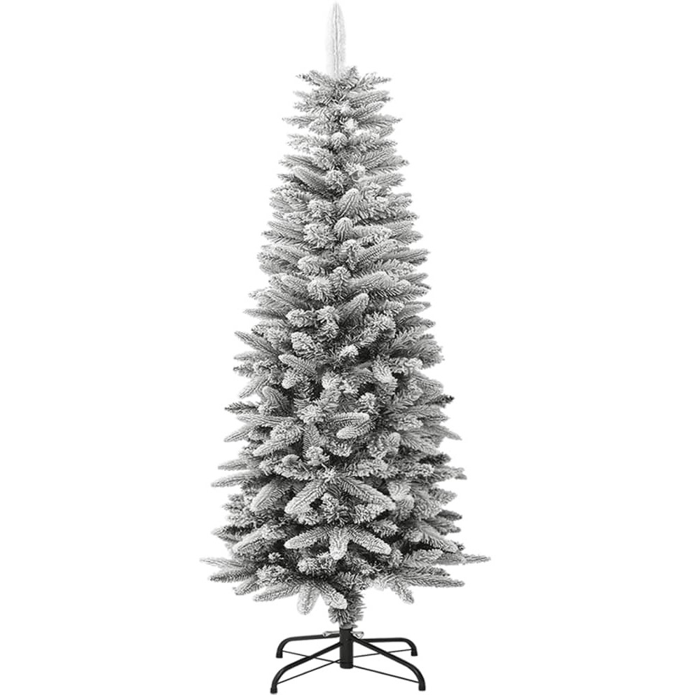 vidaXL Artificial Slim Christmas Tree with Flocked Snow 4 ft PVC&PE
