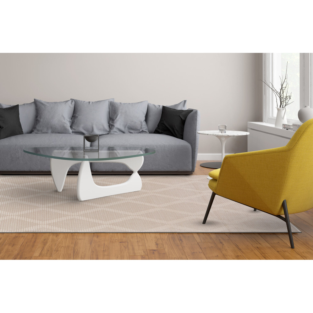 2 X 3 Ivory And Tan geometric Stain Resistant Area Rug