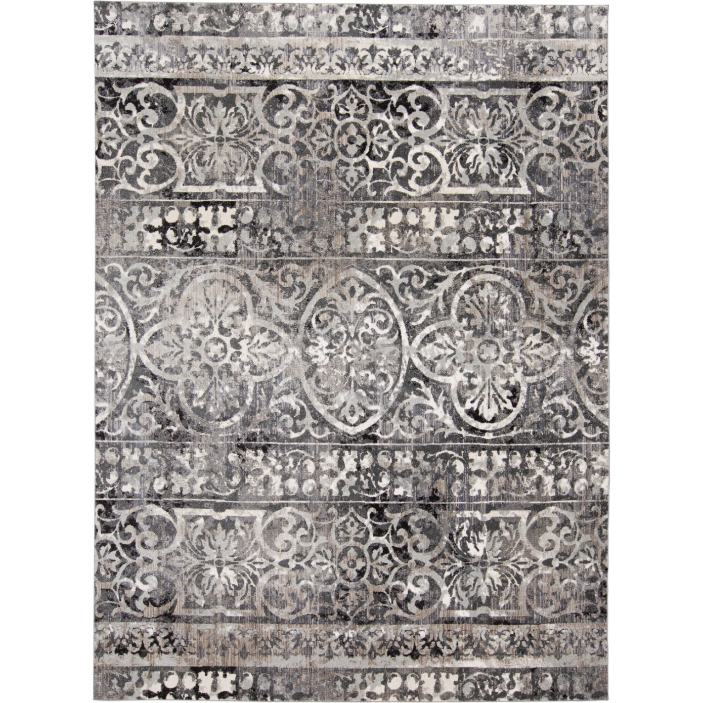 2 X 3 gray Ivory And Taupe Abstract Stain Resistant Area Rug