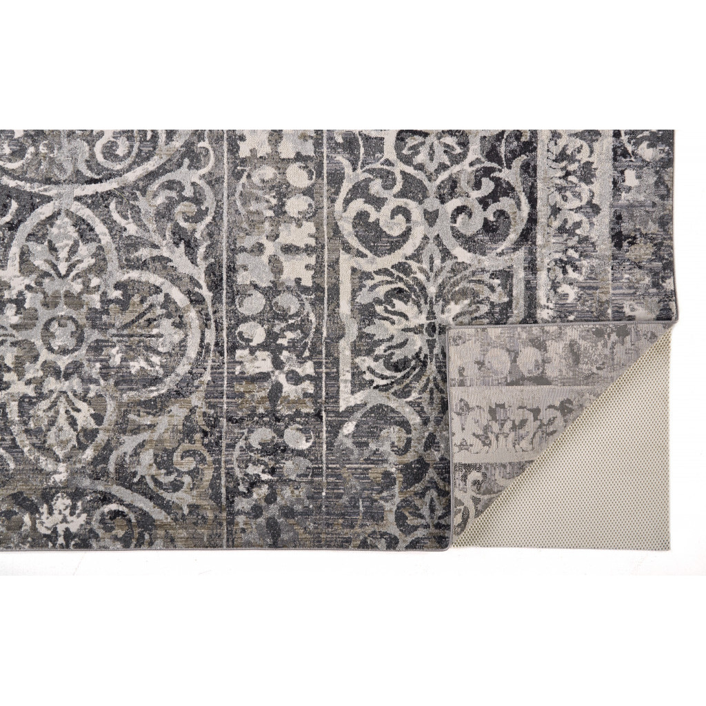 2 X 3 gray Ivory And Taupe Abstract Stain Resistant Area Rug