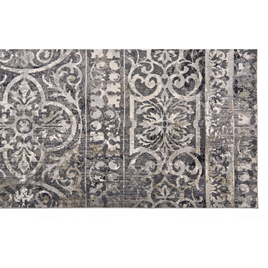 2 X 3 gray Ivory And Taupe Abstract Stain Resistant Area Rug