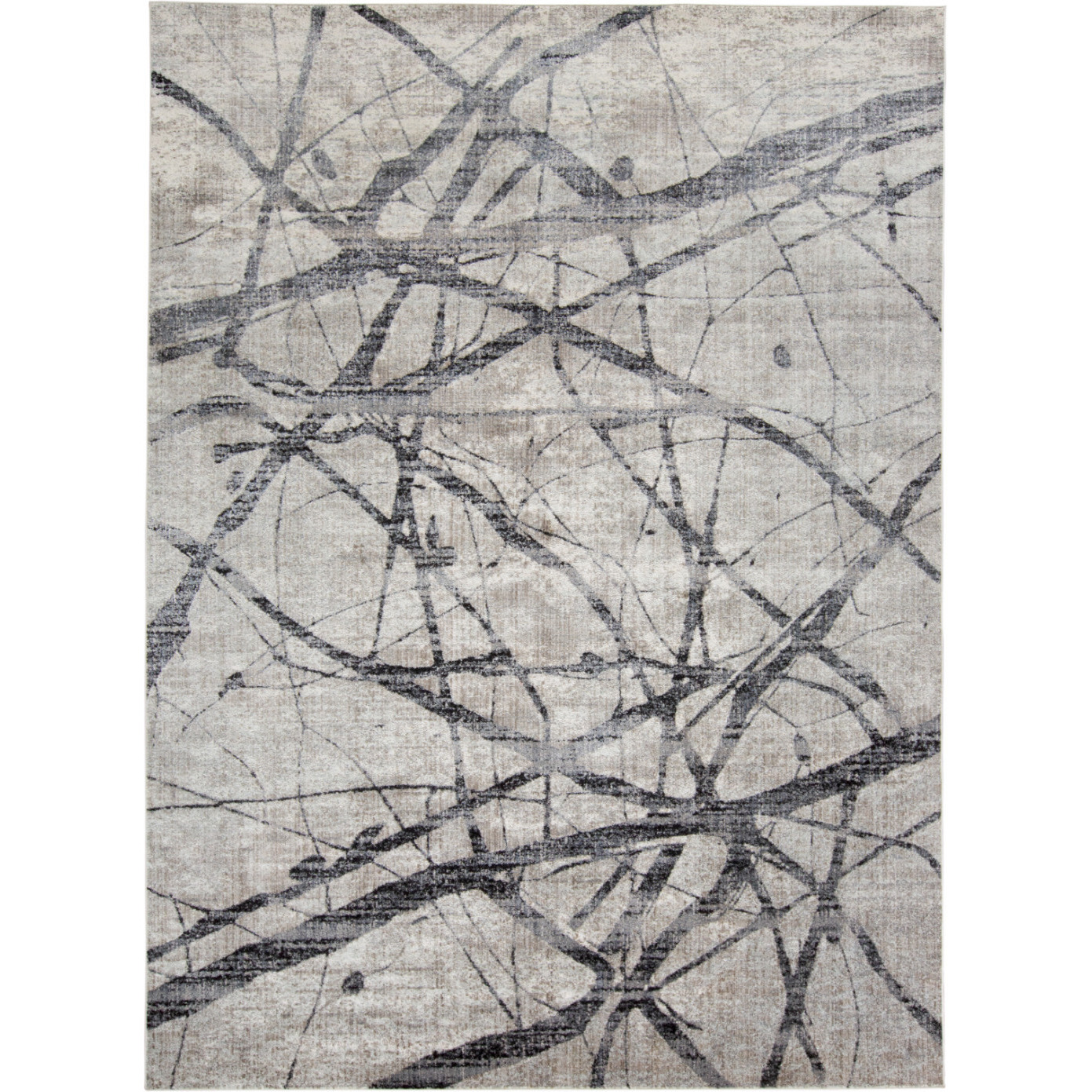 2 X 3 Taupe gray And Ivory Abstract Stain Resistant Area Rug