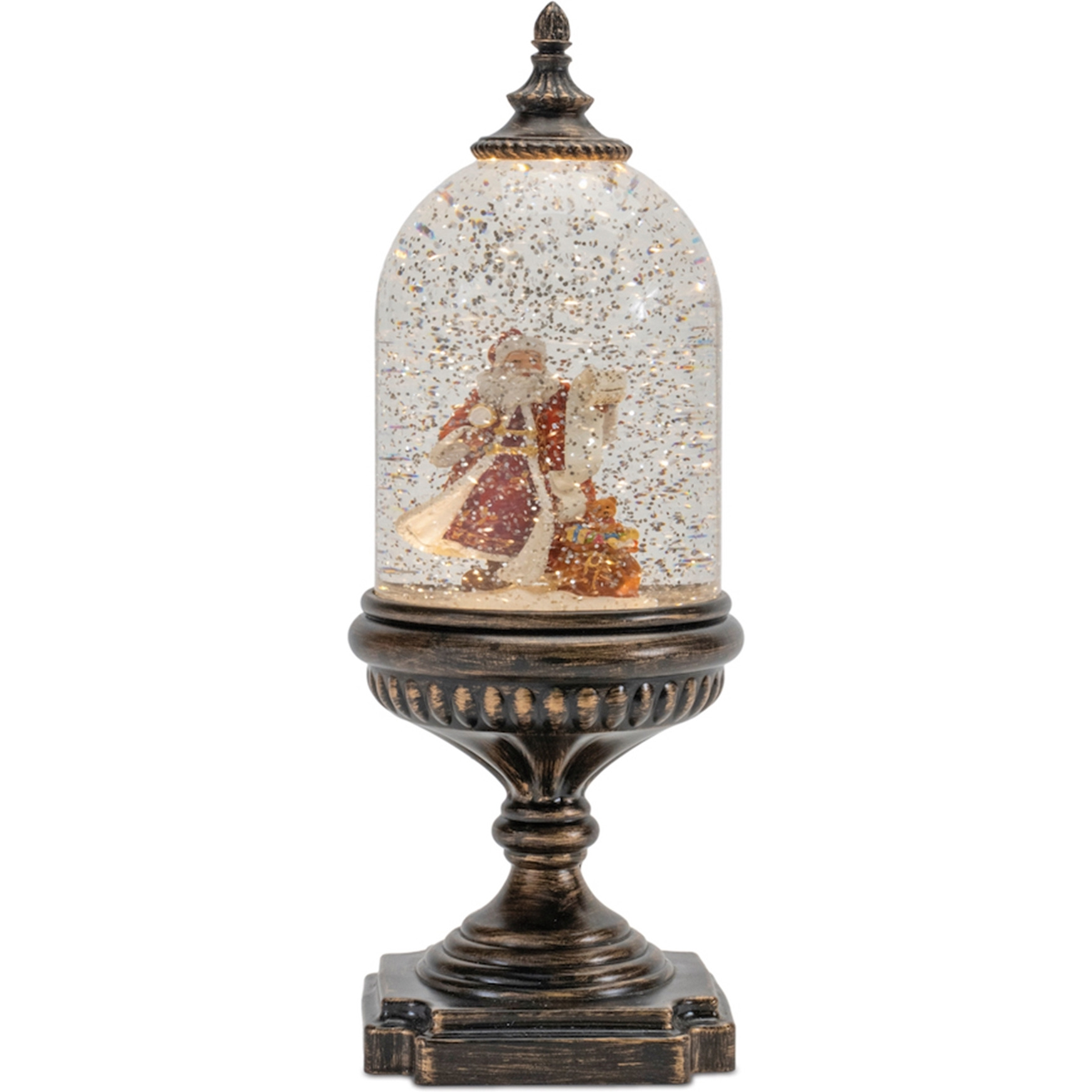 LED Snow Globe with Santa and Toy Bag 12.5&quotH
