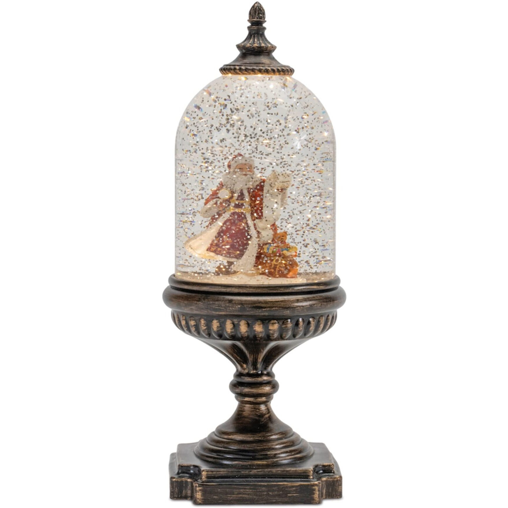 LED Snow Globe with Santa and Toy Bag 12.5&quotH