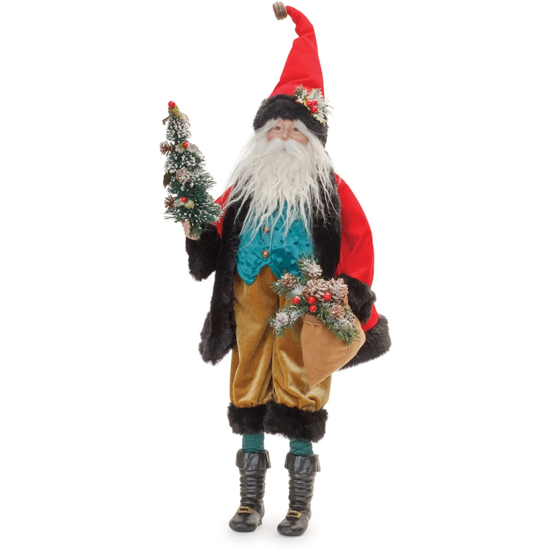 Vintage Santa with Frosted Pine Accents 26.5&quotH