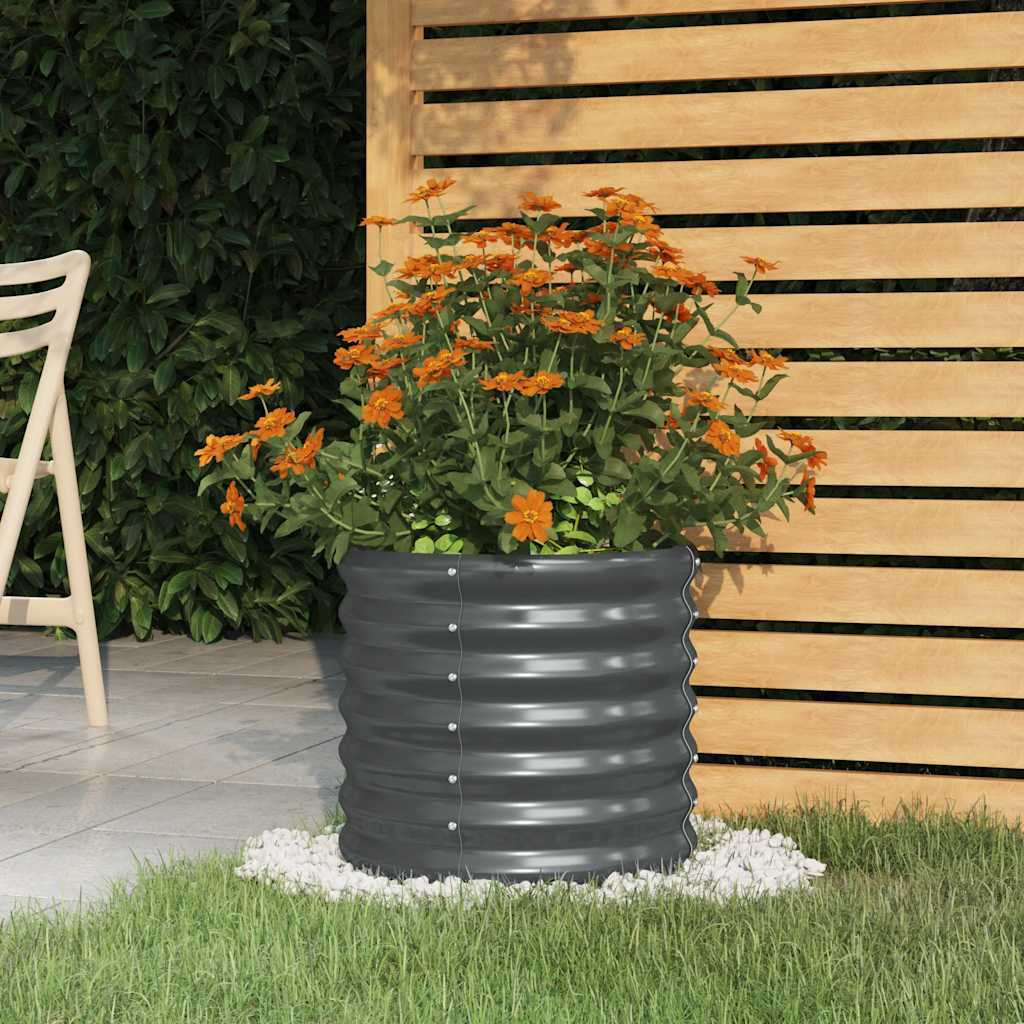 vidaXL Garden Planter Powder-coated Steel 15.7&quotx15.7&quotx14.2" Anthracite