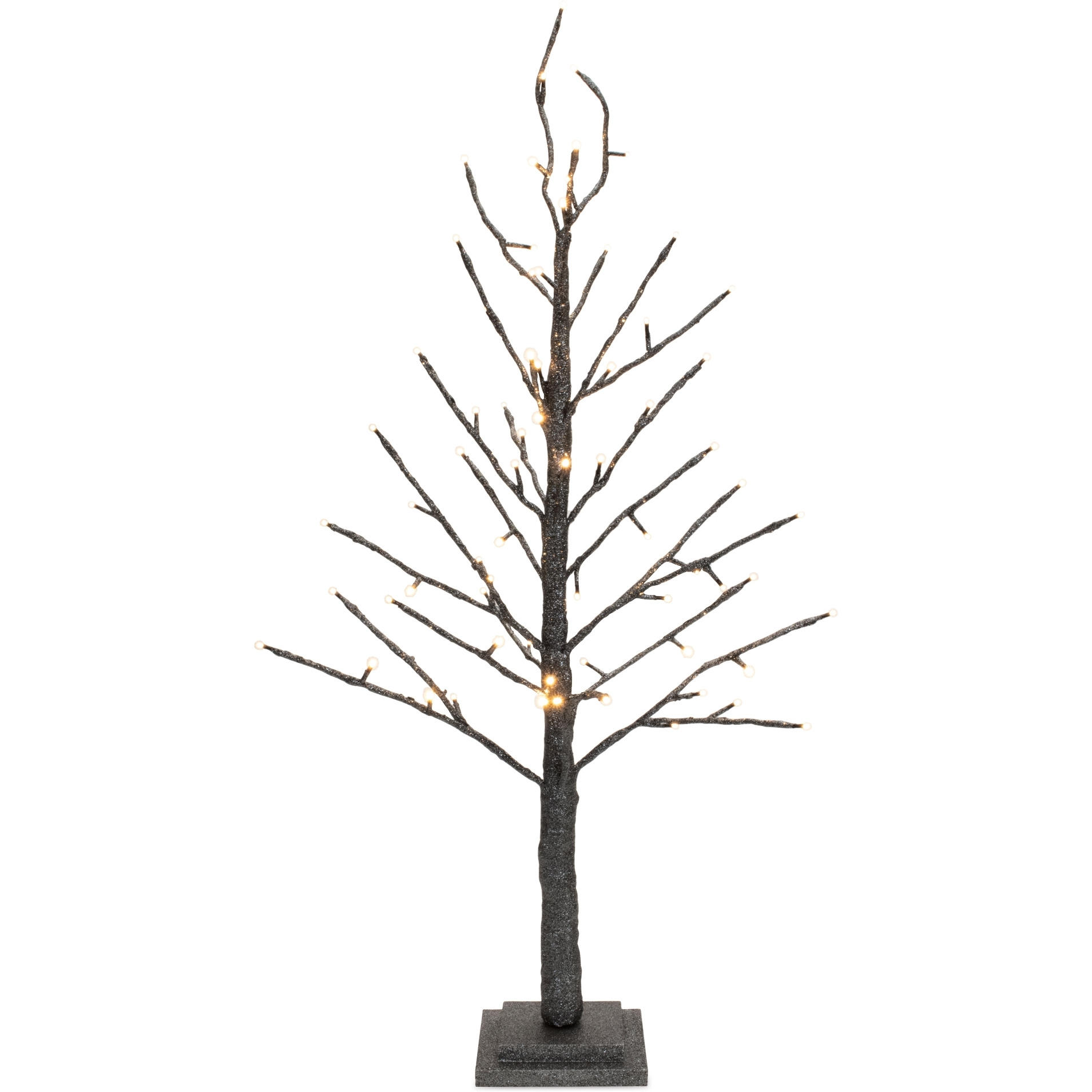 LED Black Glittered Twig Tree 36&quotH
