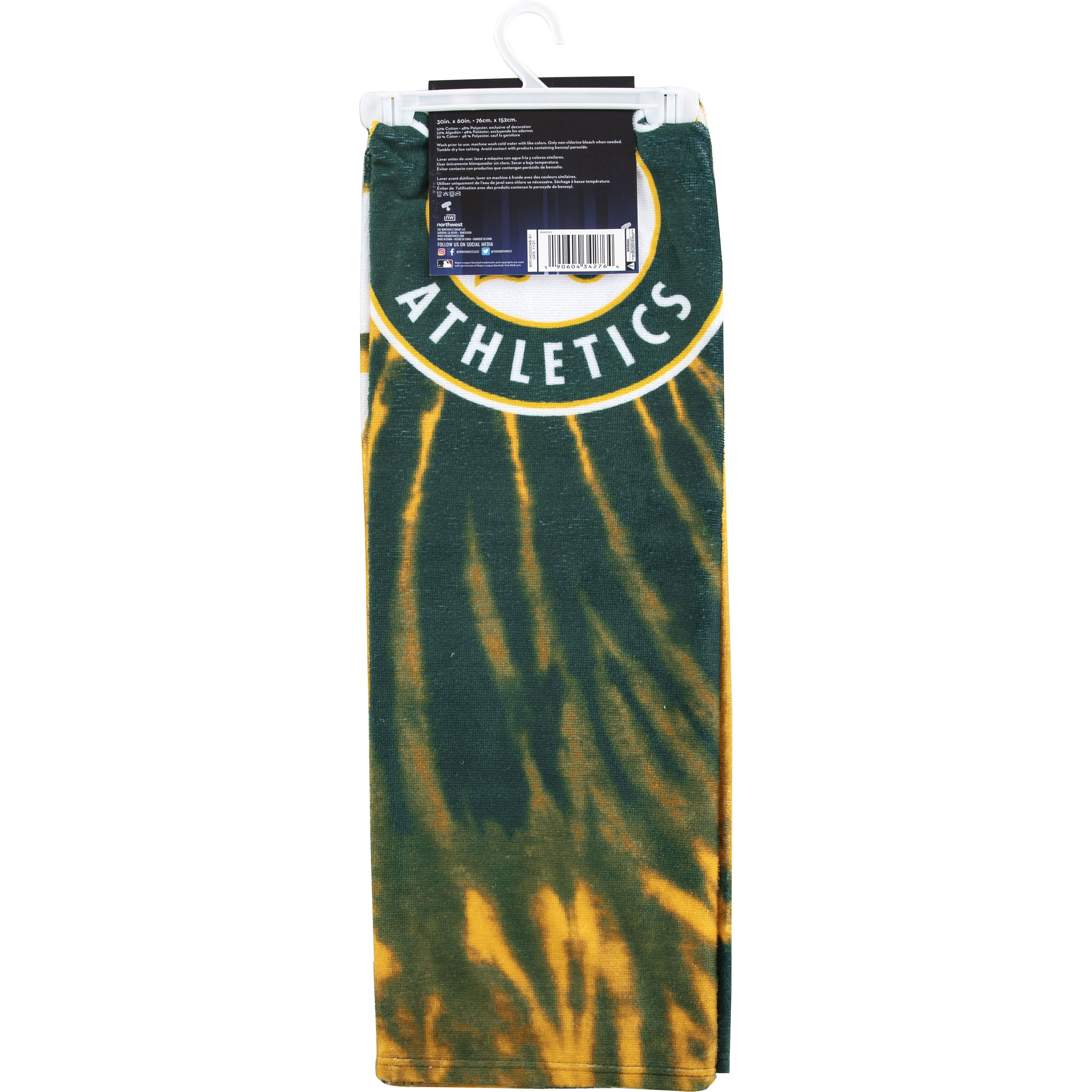 Athletics OFFIcIAL MLB Psychedelic Beach Towel 30 x 60(D0102H946Ig)