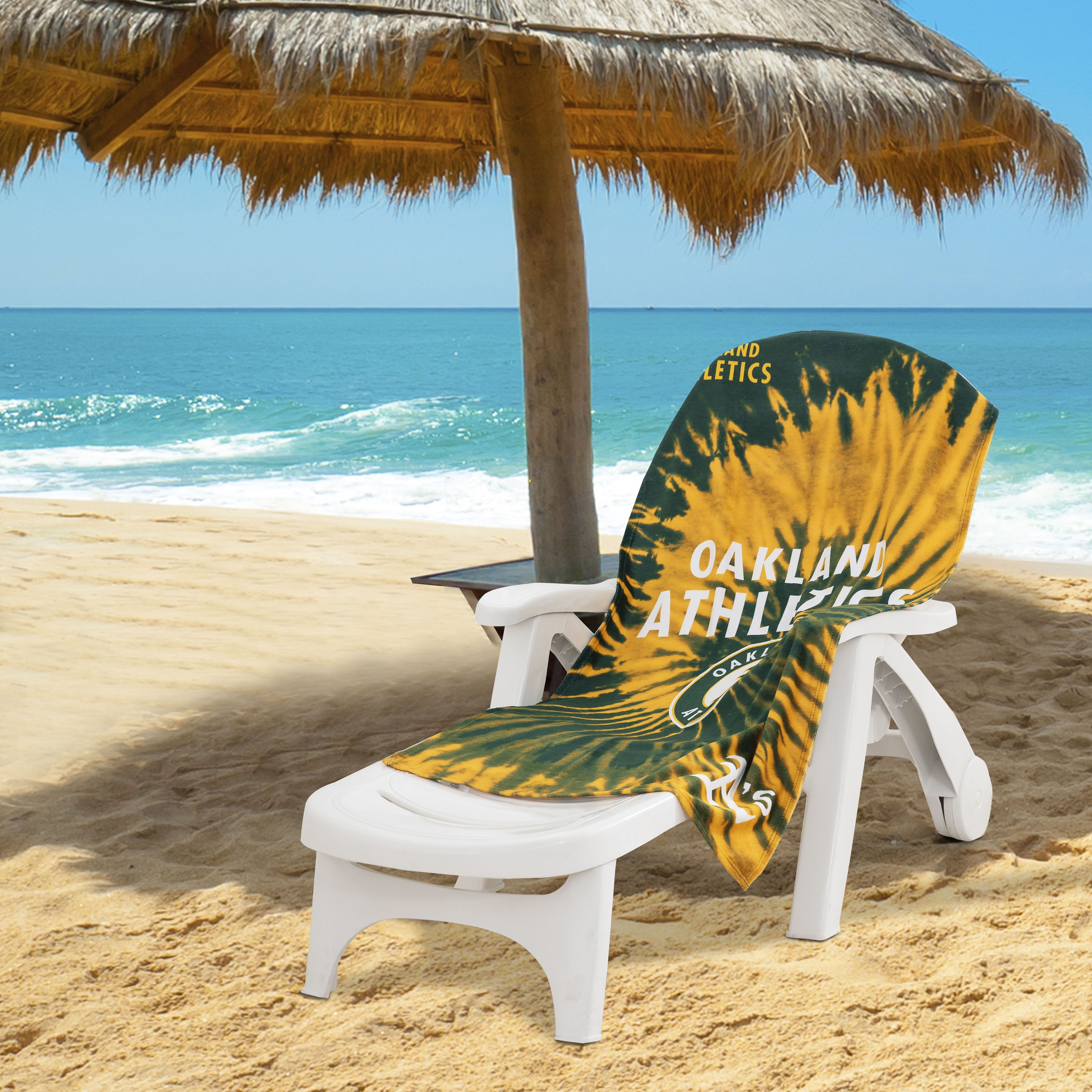 Athletics OFFIcIAL MLB Psychedelic Beach Towel 30 x 60(D0102H946Ig)