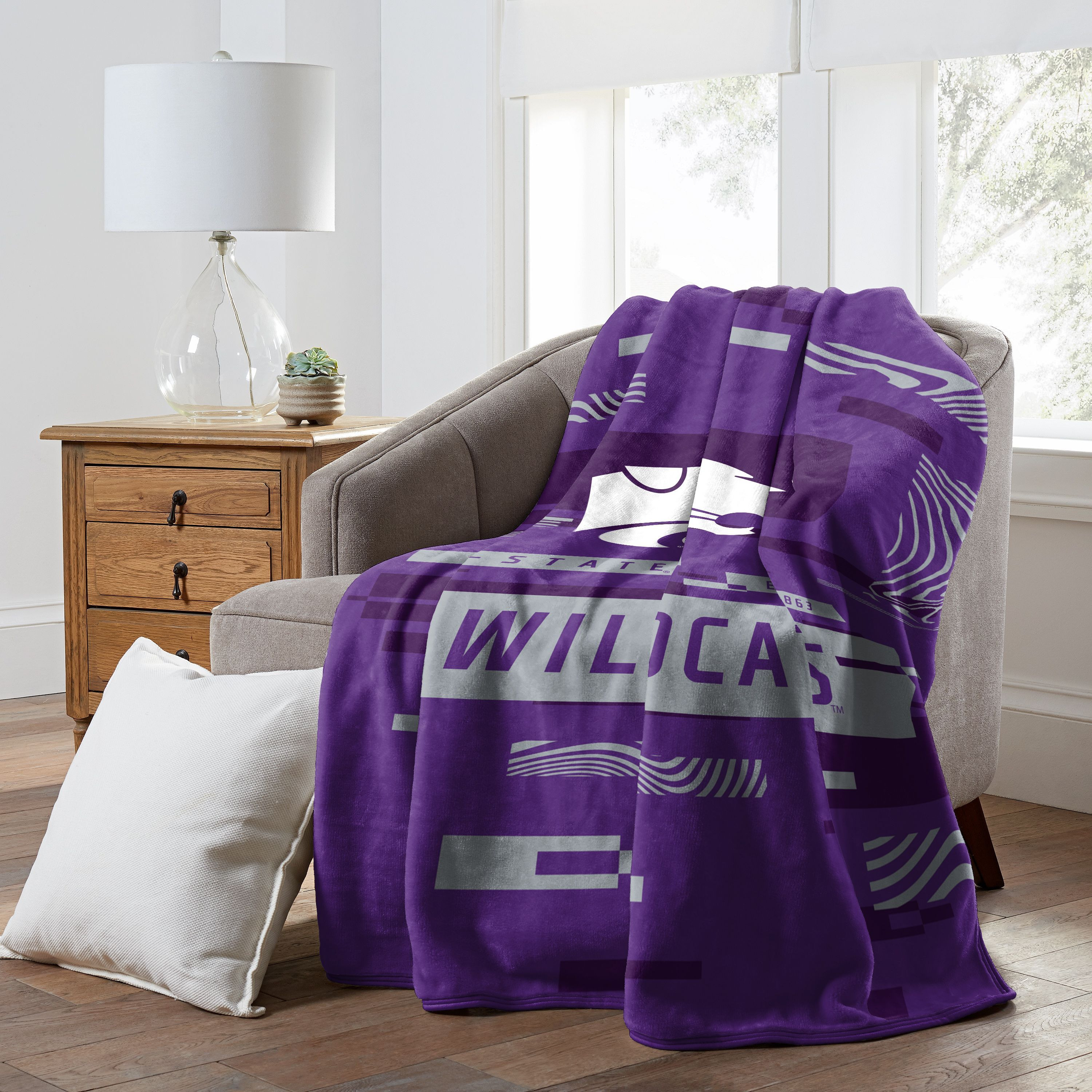 KANSAS STATE OFFIcIAL NcAA Digitize Raschel Throw Blanket 60 x 80(D0102H94gEg)