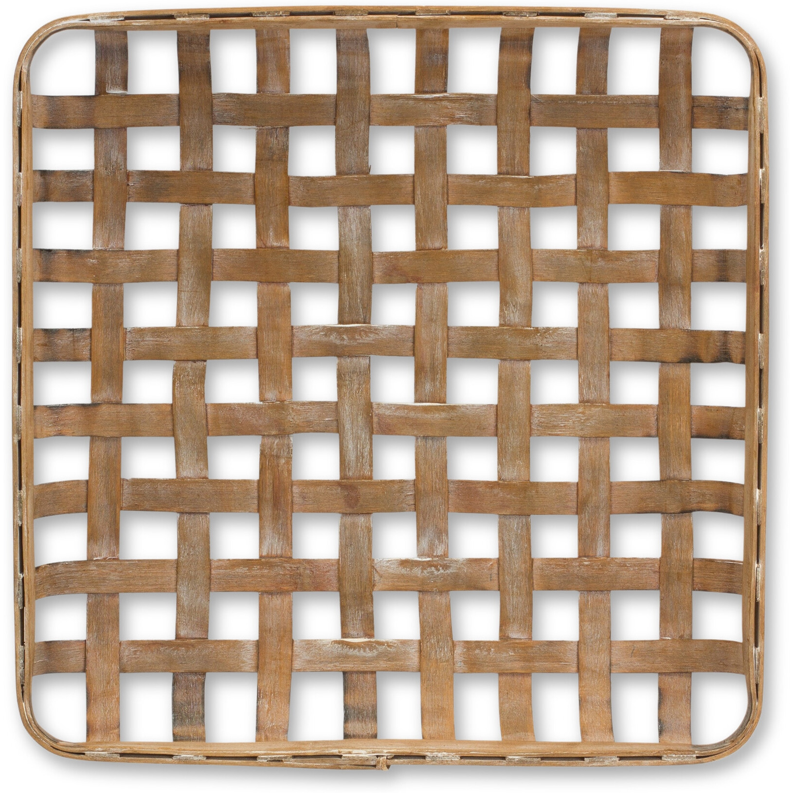 Set Of Two Brown Square Bamboo Basket Trays
