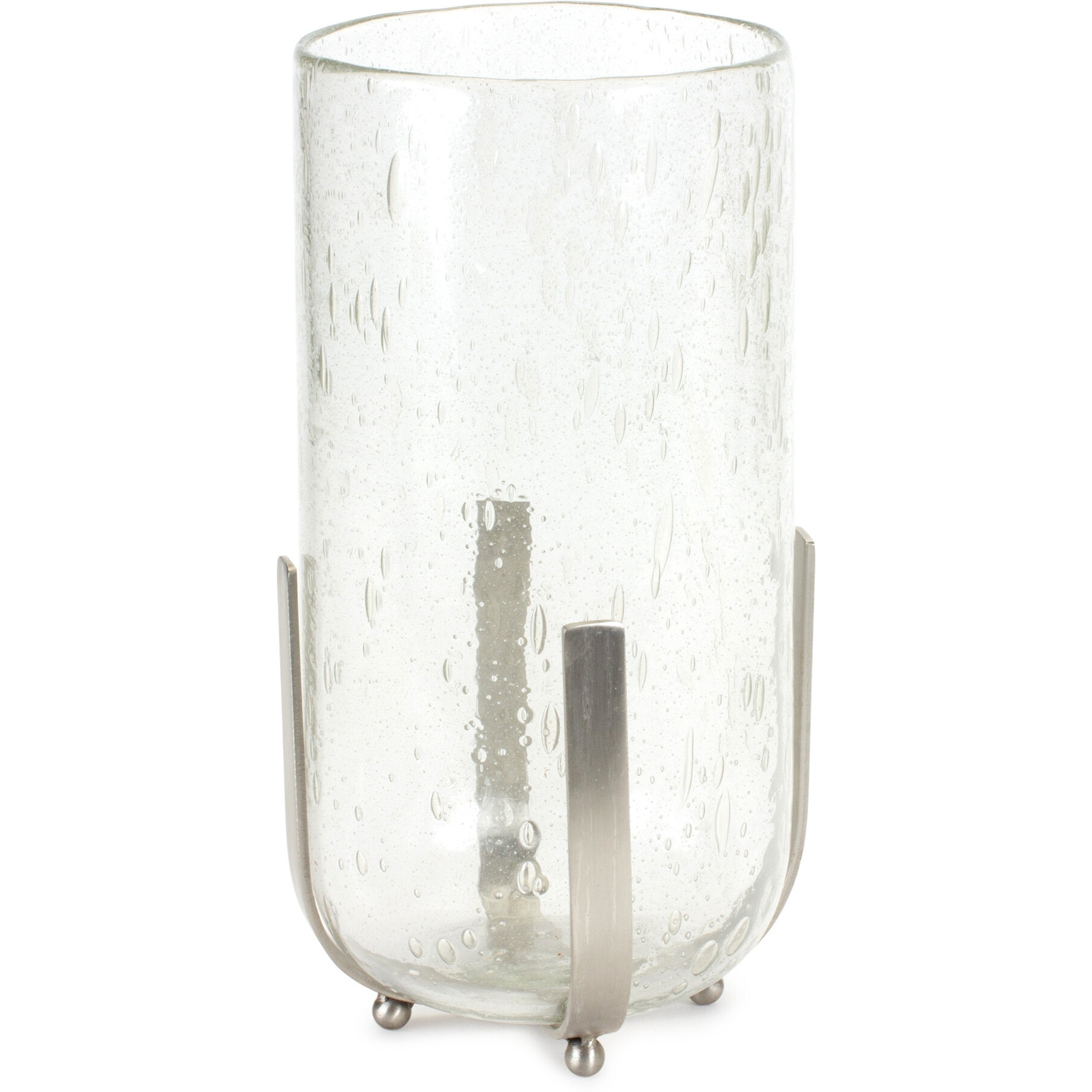 6 Silver Flameless Tabletop Hurricane candle Holder