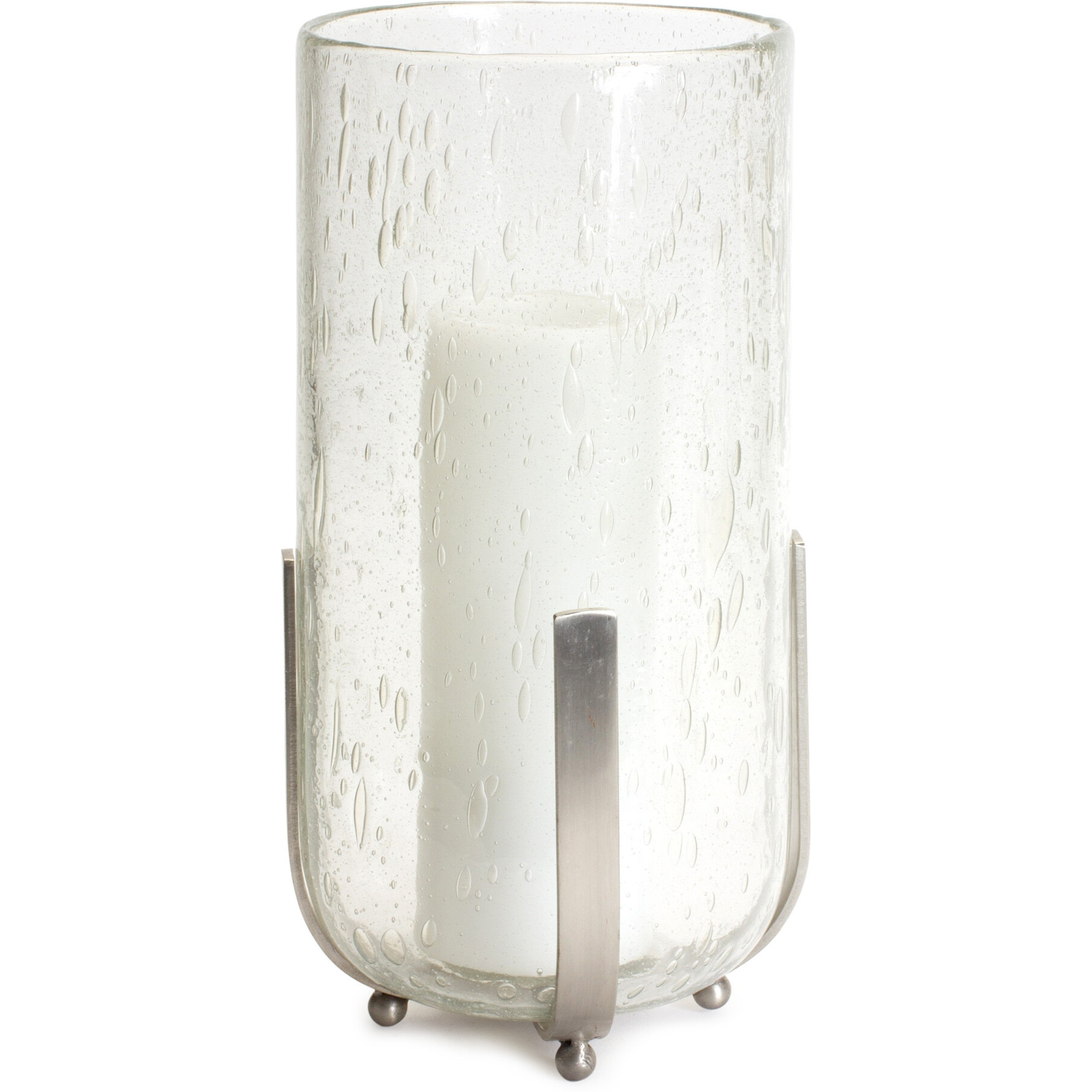 6 Silver Flameless Tabletop Hurricane candle Holder