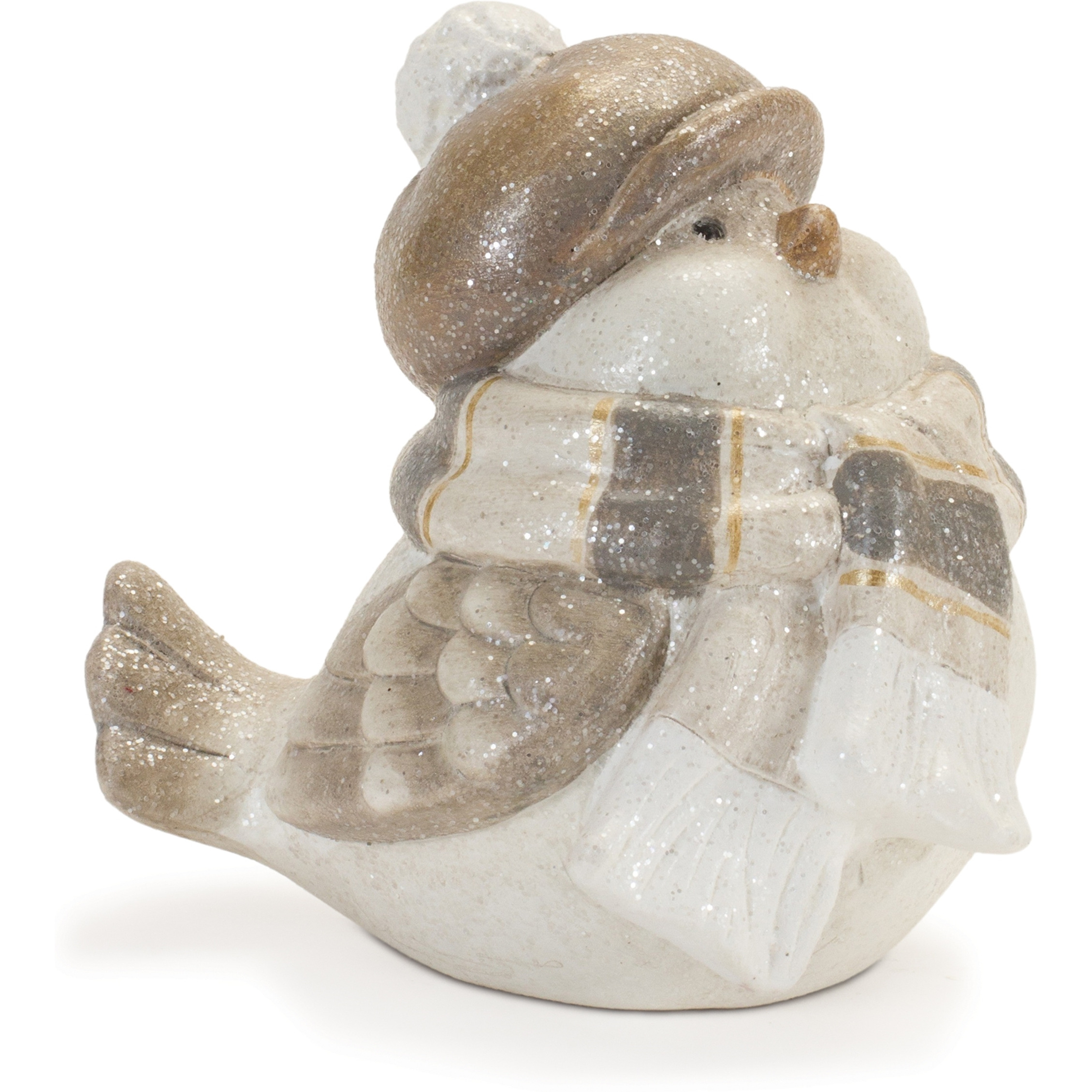 Glittered Winter Bird with Hat (Set of 4)