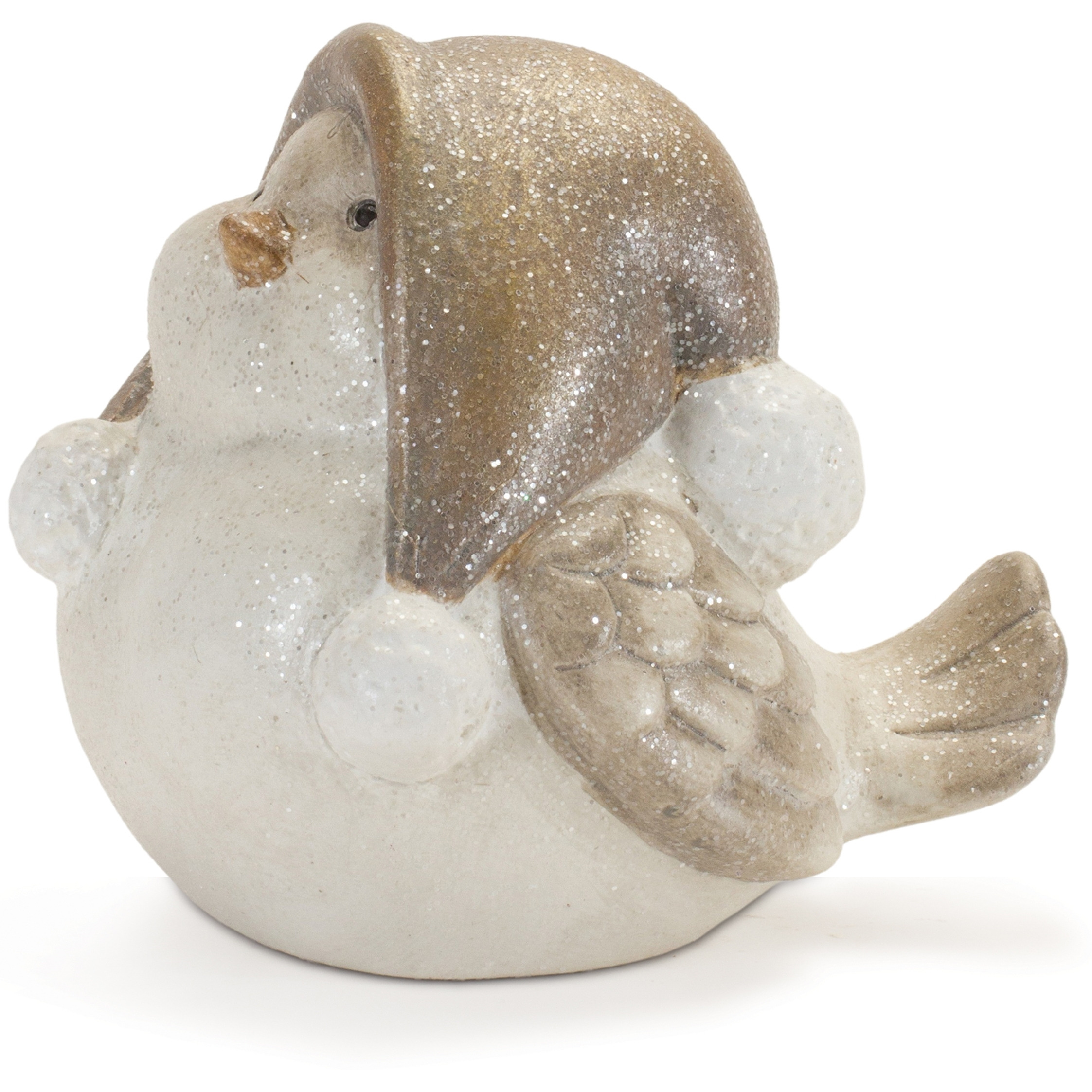 Glittered Winter Bird with Hat (Set of 4)