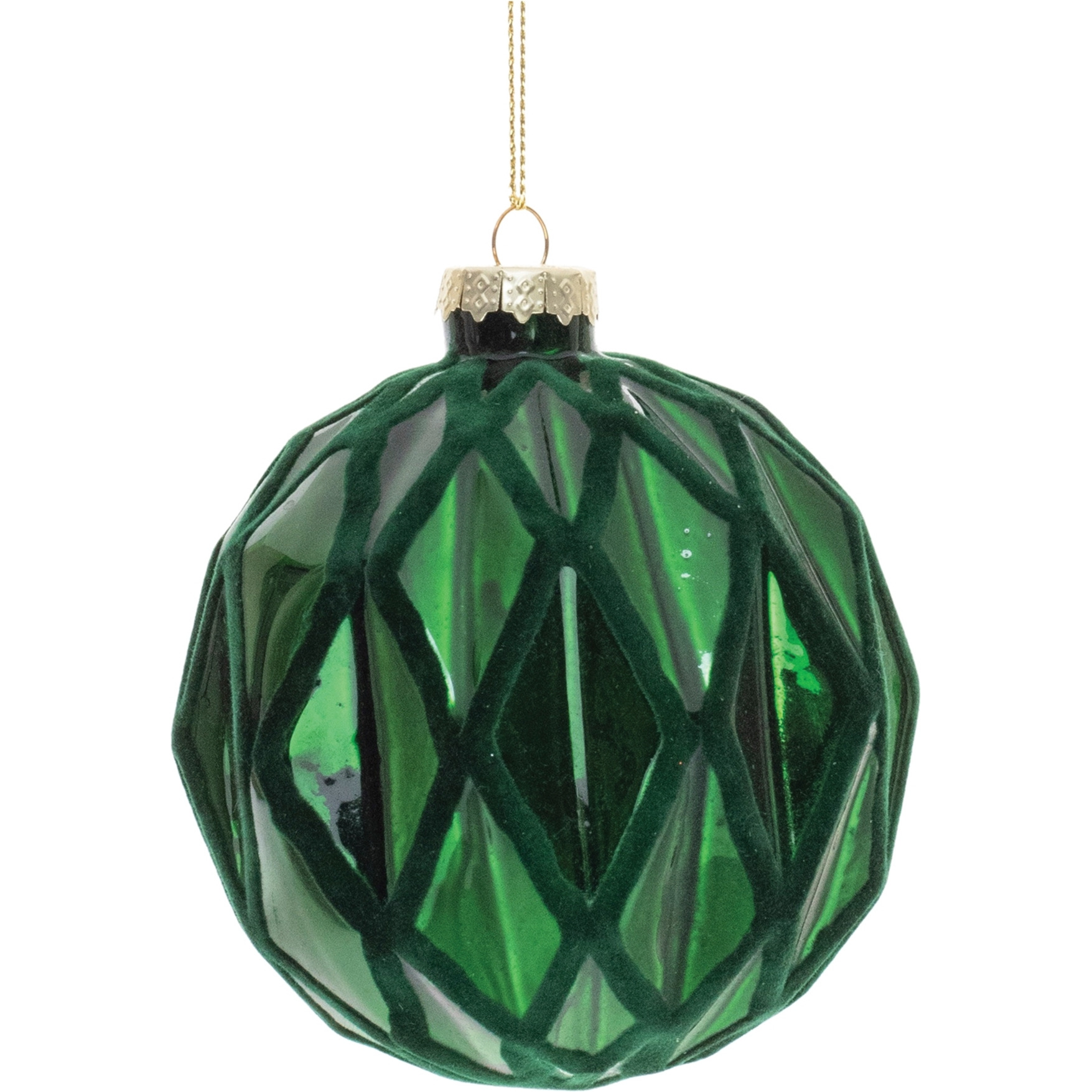 Green Textured Harlequin Glass Ornament (Set of 6)