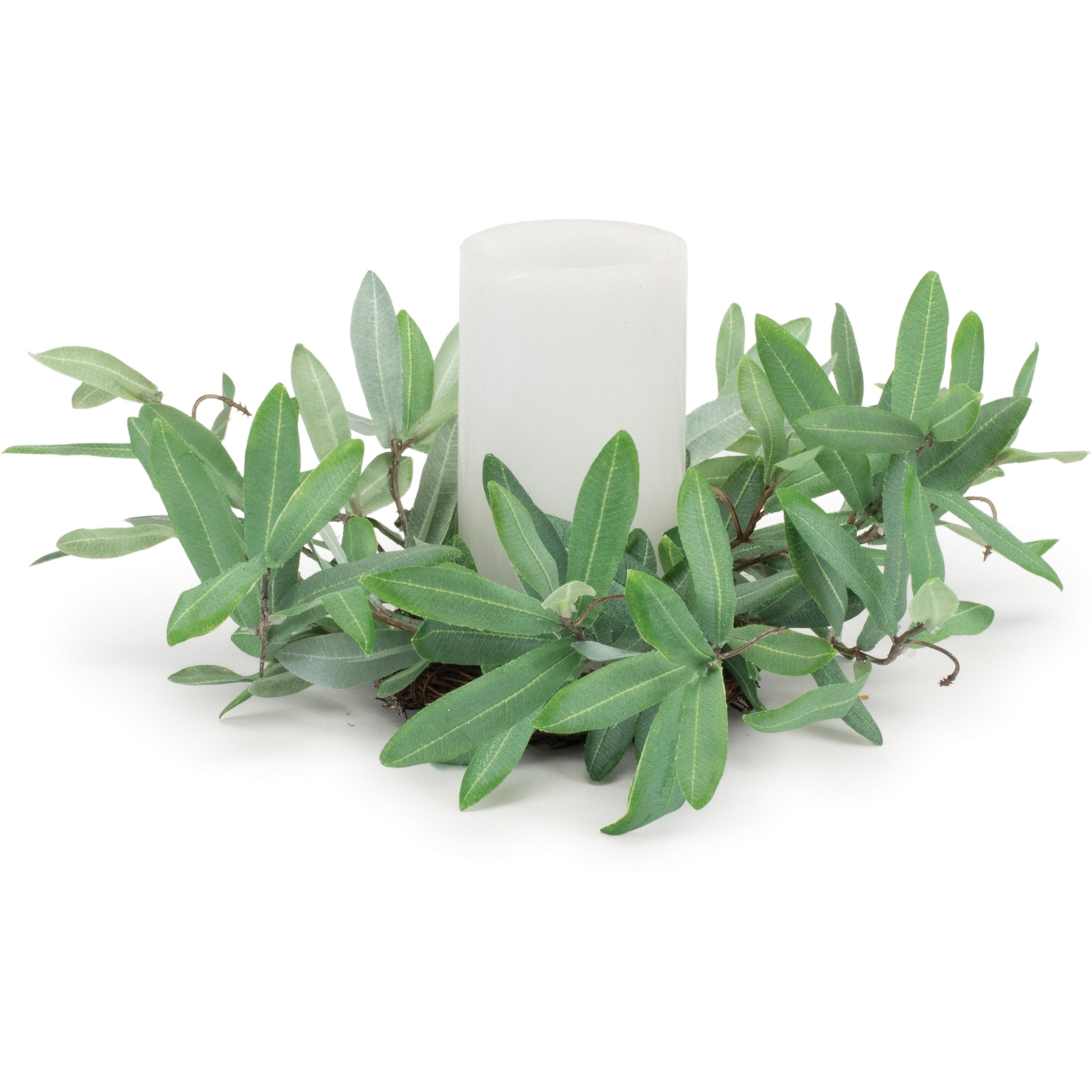 Olive Leaf Candle Ring 12&quotD