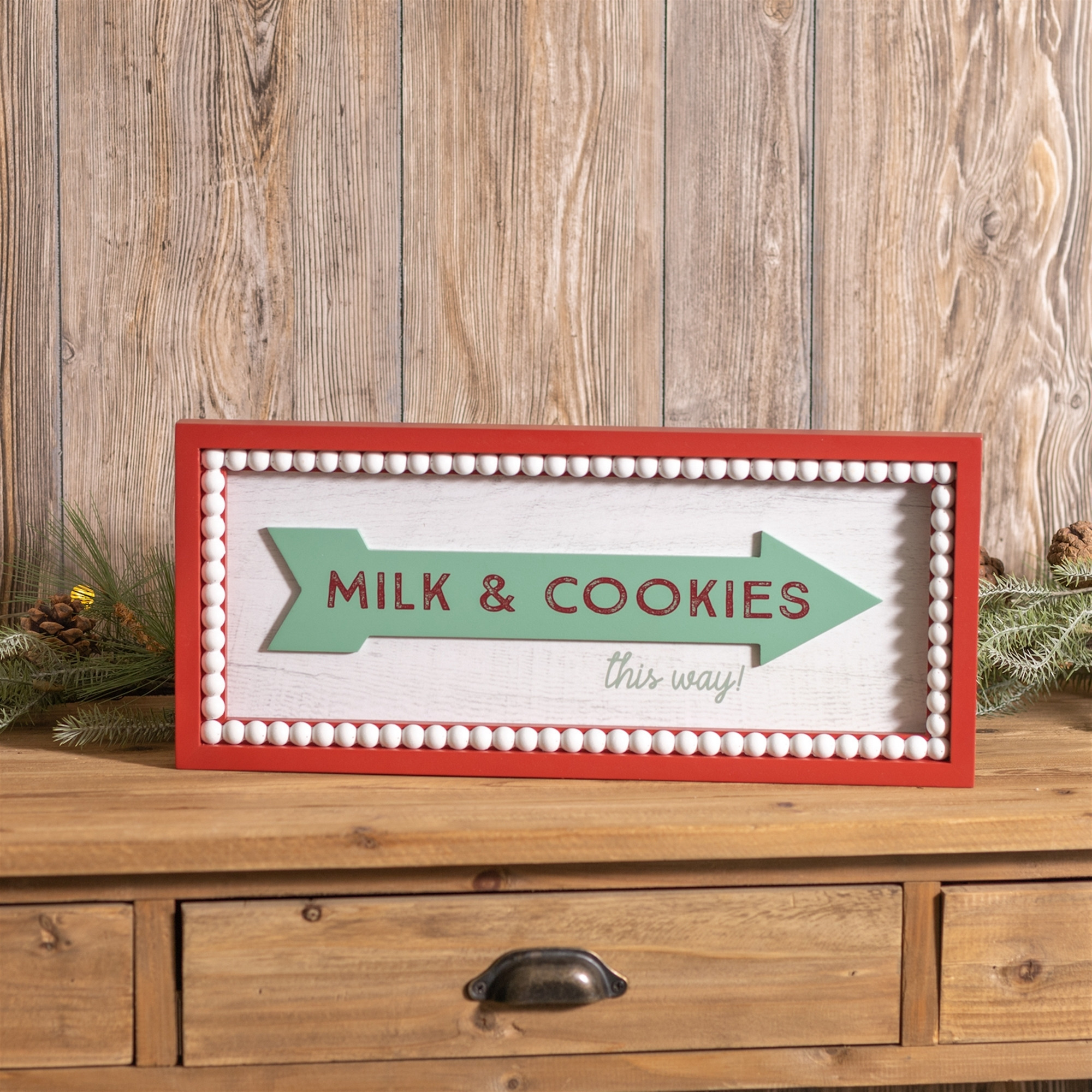 Framed Milk and Cookies Wall Sign 19.5&quotL