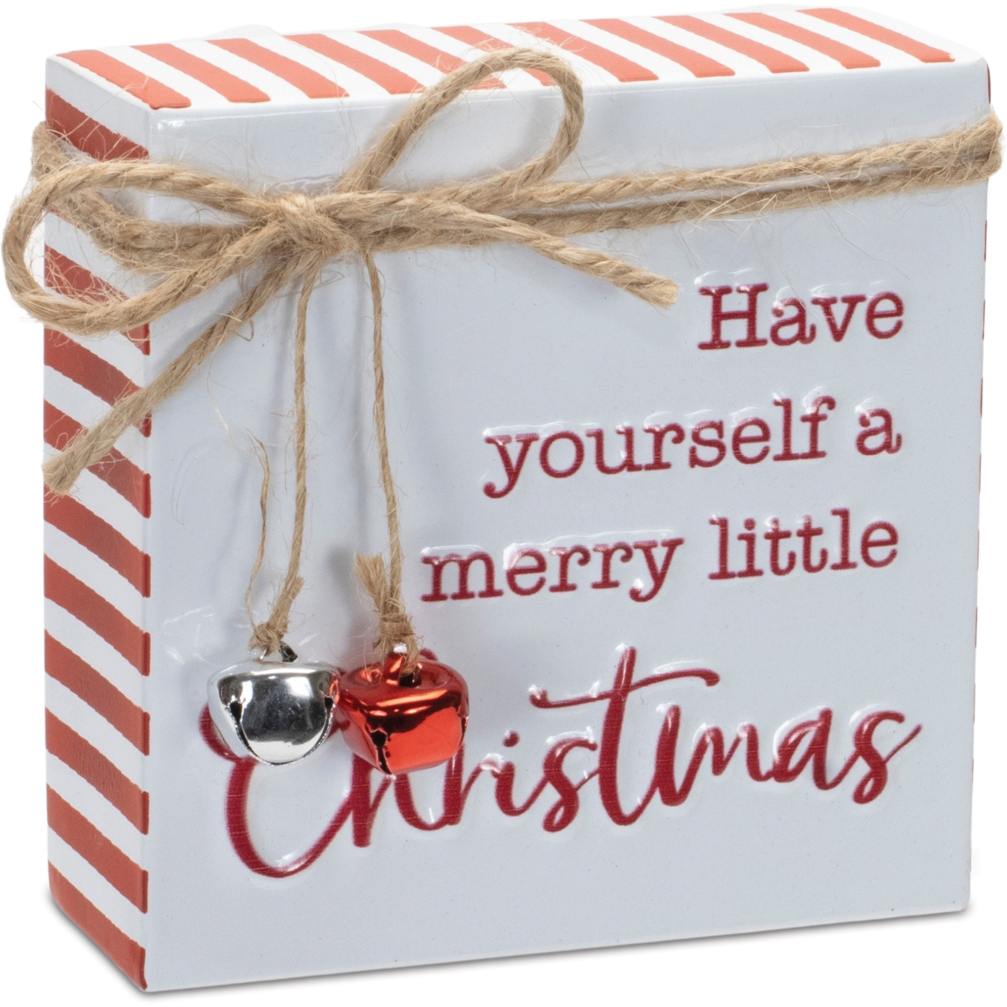 Metal Christmas Sentiment Sign with Bell Accents (Set of 2)