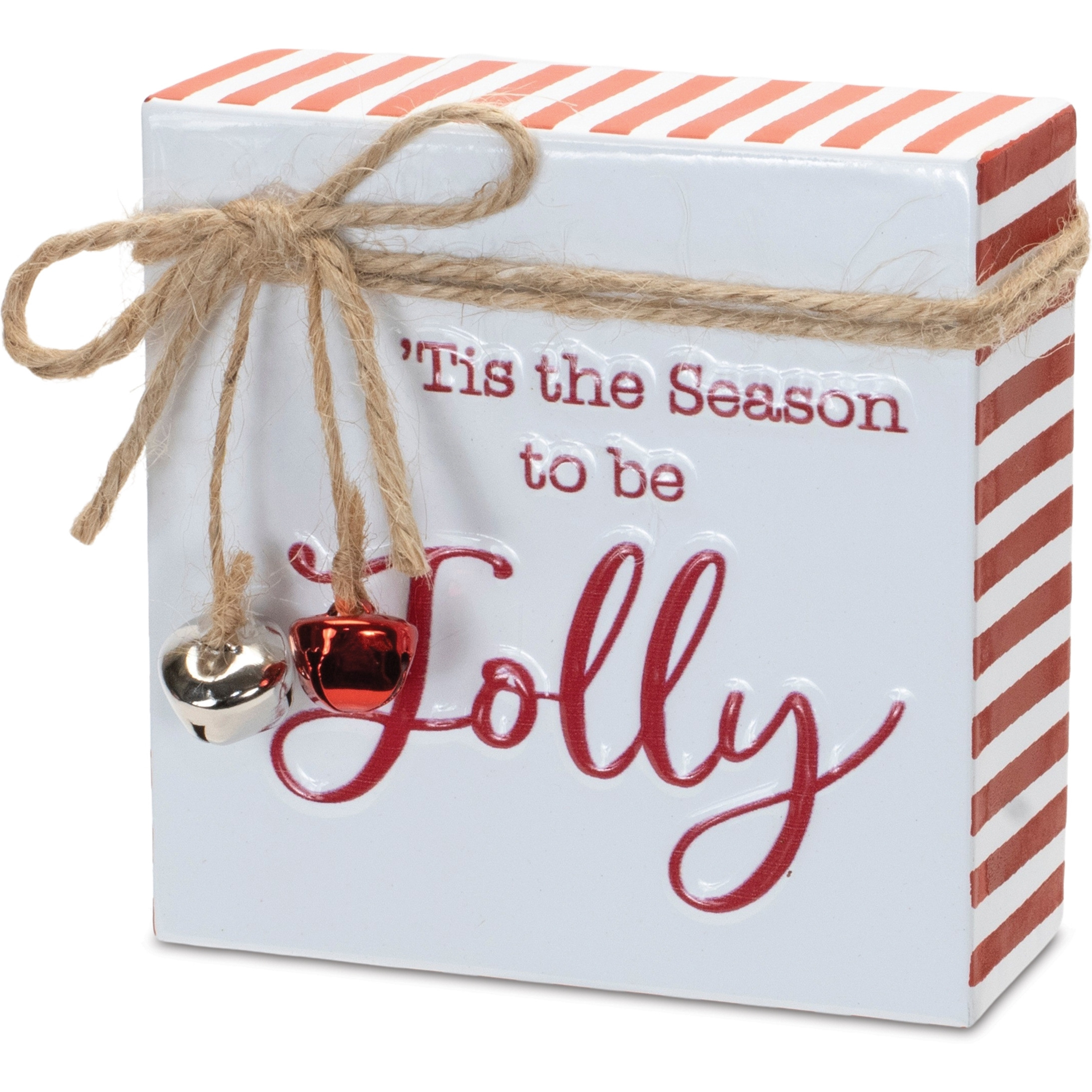 Metal Christmas Sentiment Sign with Bell Accents (Set of 2)