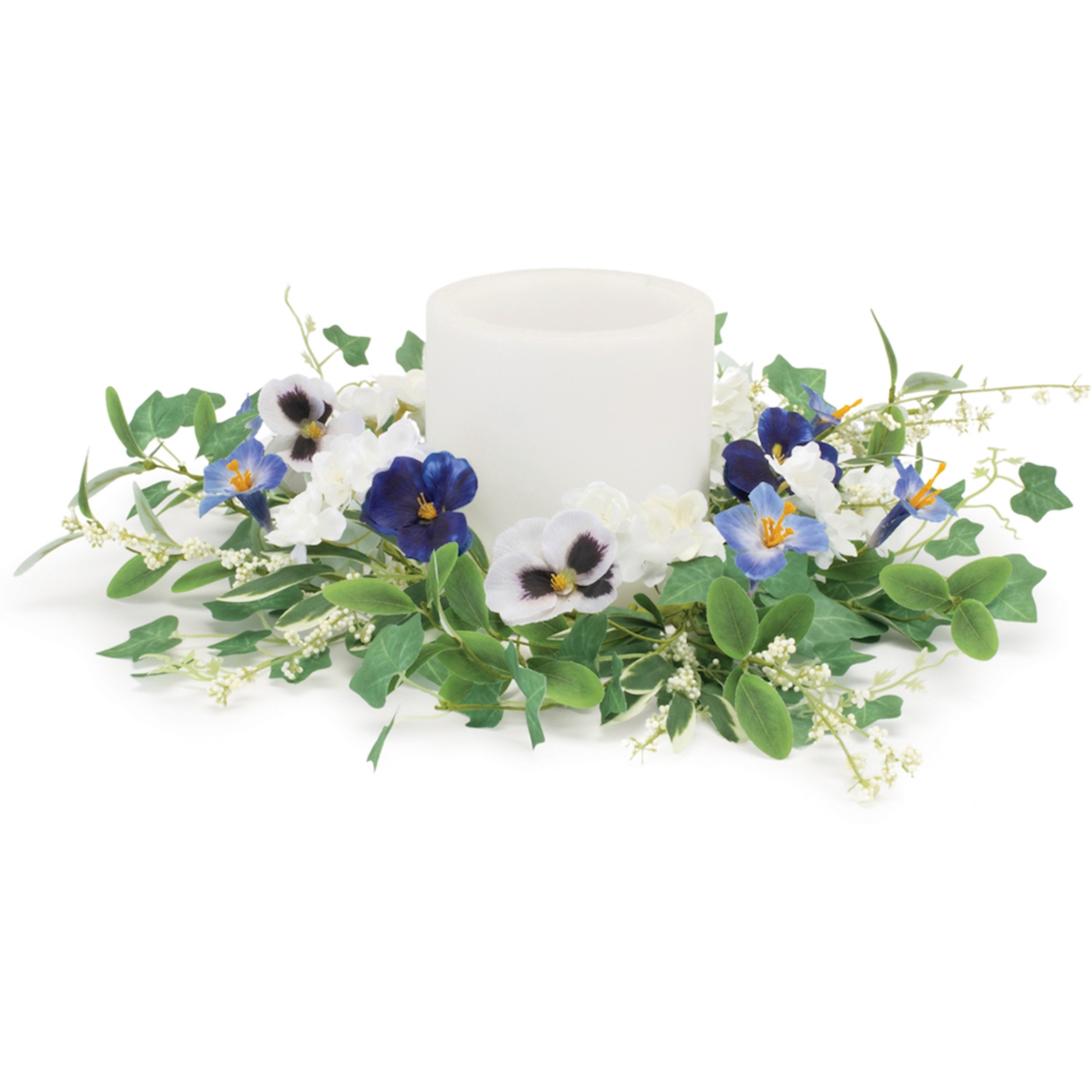 Mixed Petunia Pansy Candle Ring 16&quotD