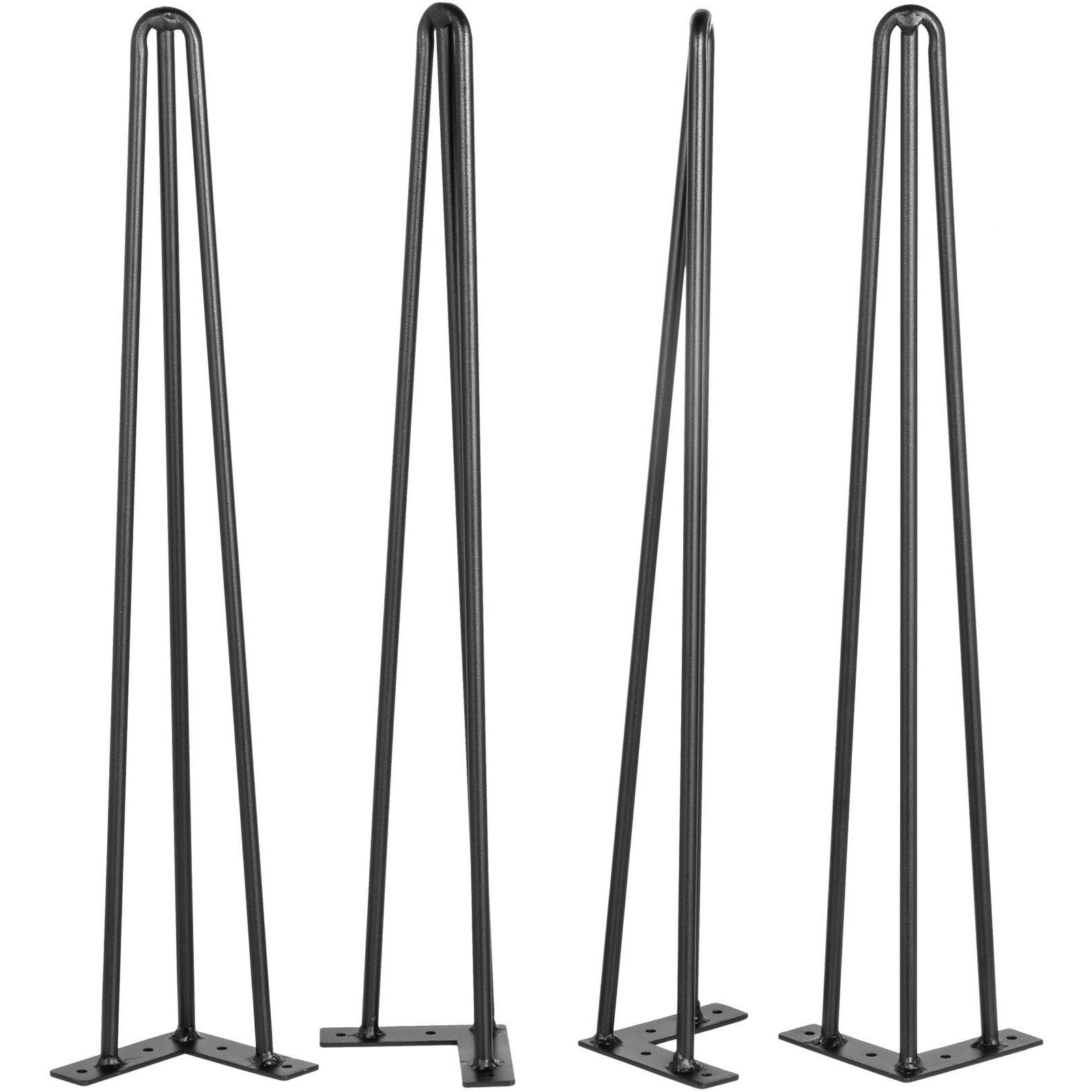 VEVOR Hairpin Table Legs 24" Black Set of 4 Desk Legs 880lbs Load Capacity (Each 220lbs) Hairpin Desk Legs 3 Rods for Bench Desk Dining End Table Chairs Carbon Steel DIY Heavy Duty Furniture Legs