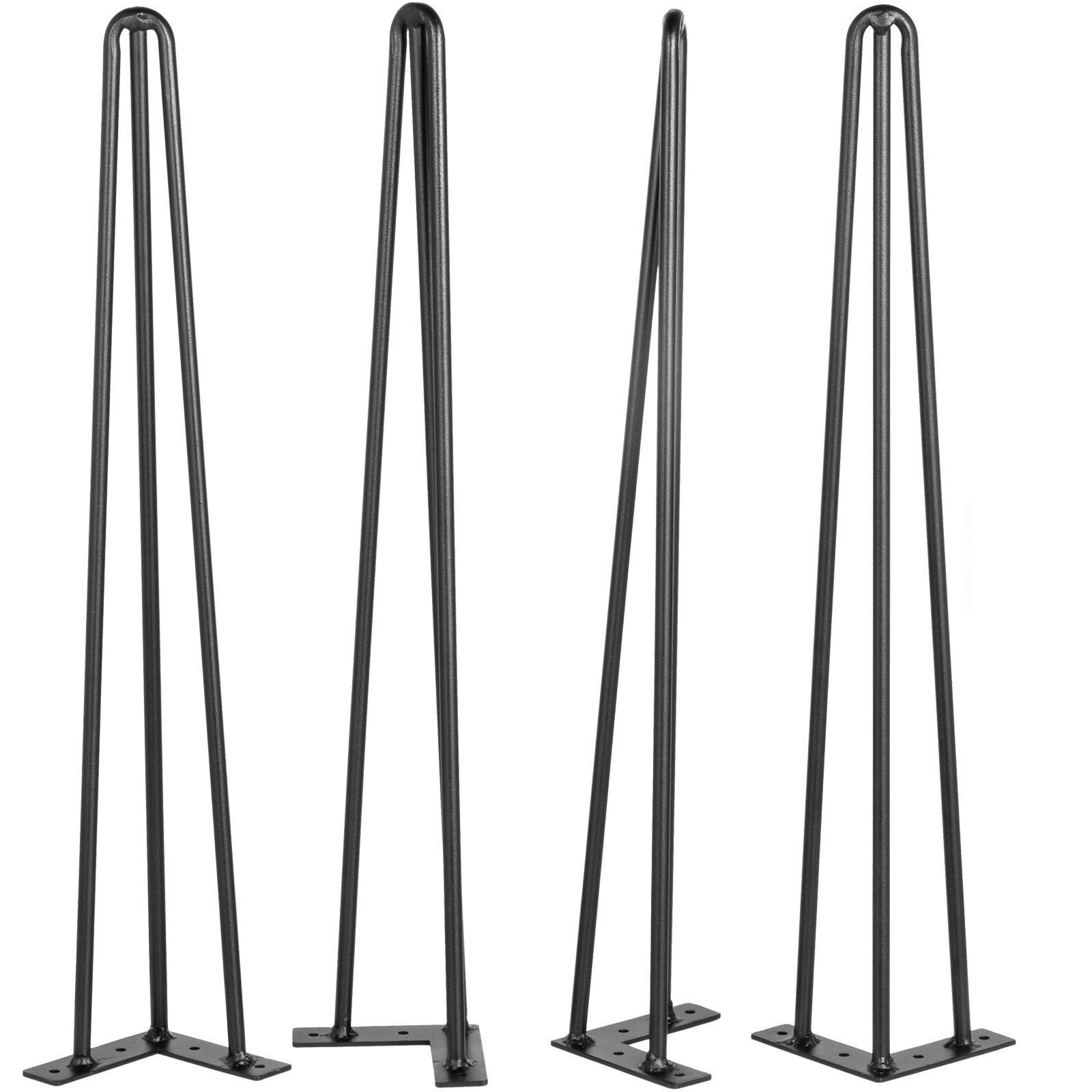 VEVOR Hairpin Table Legs 20" Black Set of 4 Desk Legs 880lbs Load Capacity (Each 220lbs) Hairpin Desk Legs 3 Rods for Bench Desk Dining End Table Chairs Carbon Steel DIY Heavy Duty Furniture Legs
