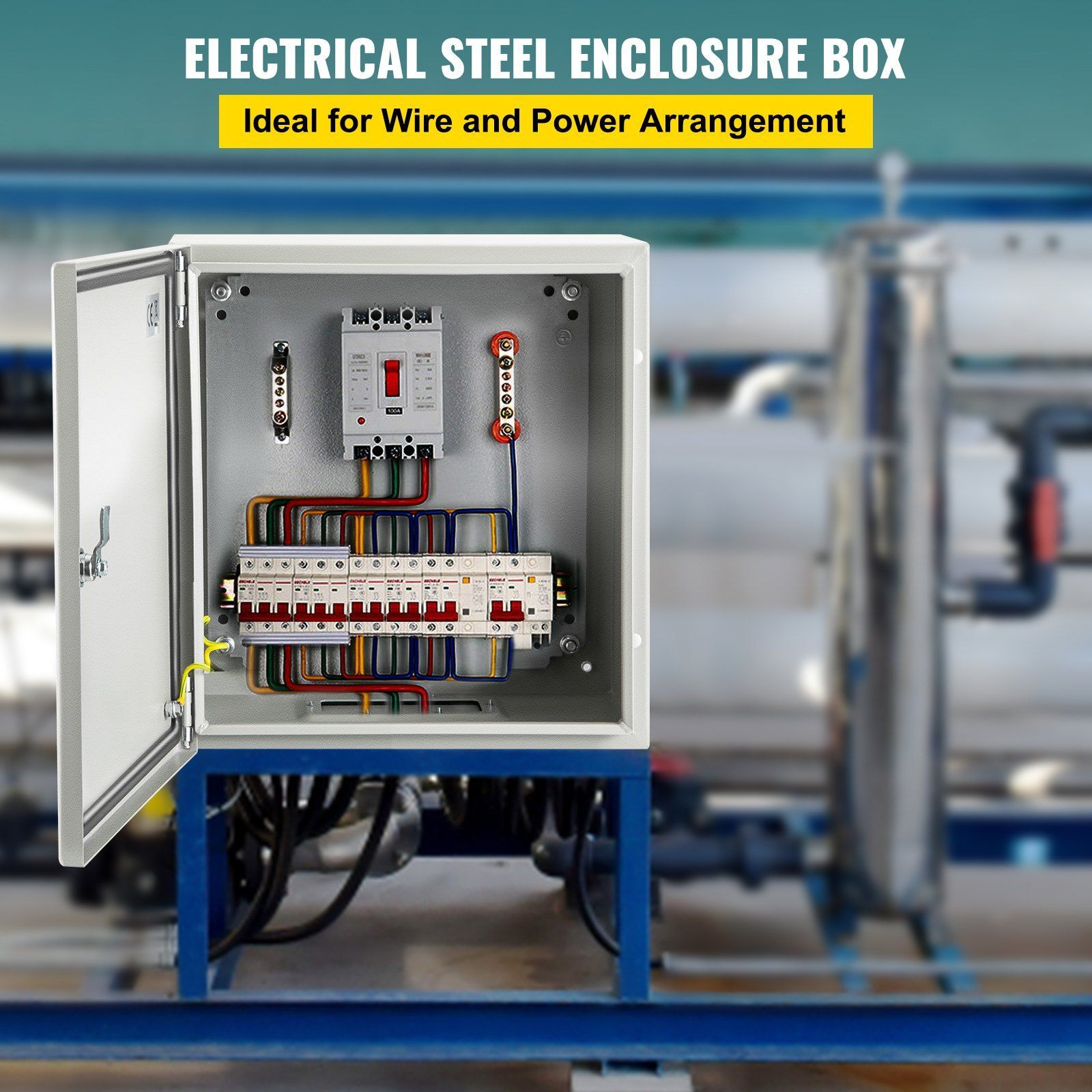 VEVOR NEMA Steel Enclosure, 8 x 8 x 6'' NEMA 4X Steel Electrical Box, IP66 Waterproof & Dustproof, Outdoor / Indoor Electrical Junction Box